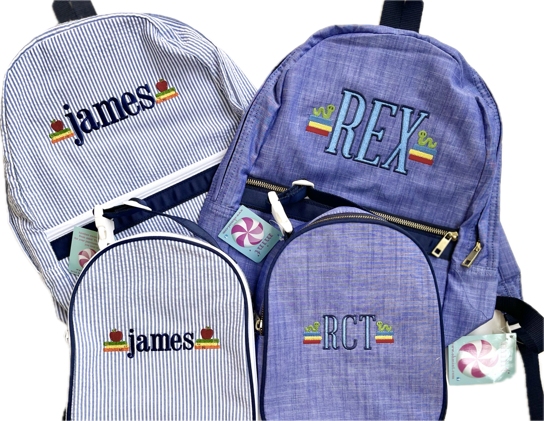 Gumdrop Bag Navy Seersucker by Mint Sweet Little Things stylish kids outfit collection