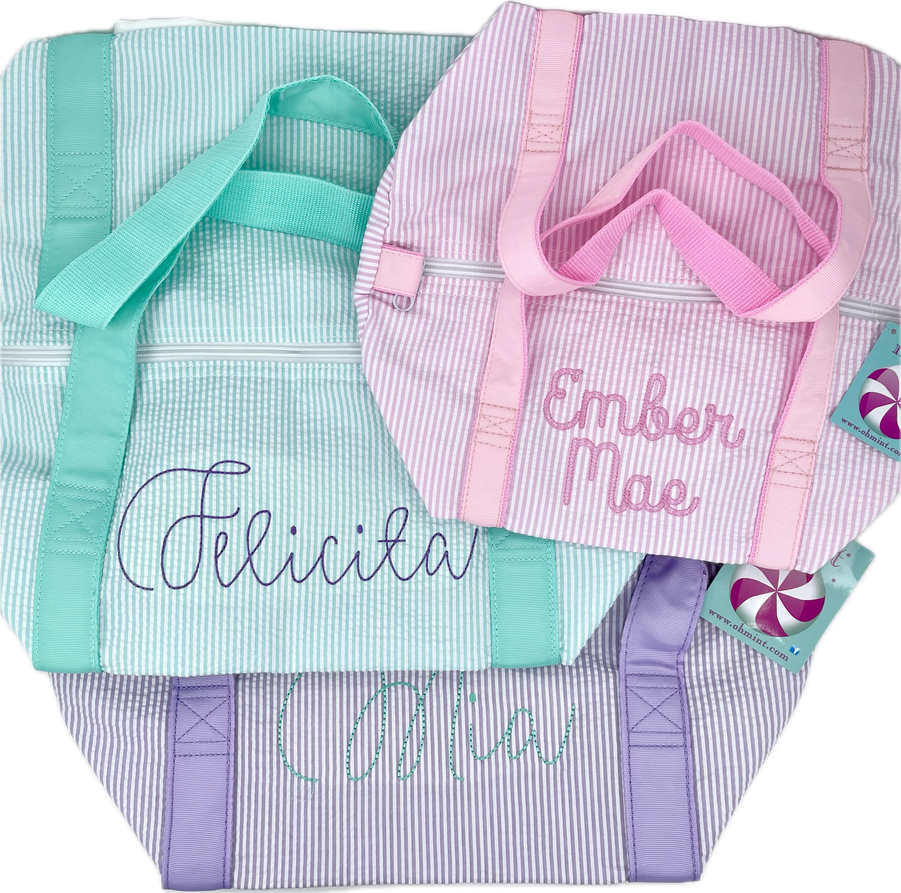 Medium Duffel Bag Baby Blue Seersucker by Mint Sweet Little Things dress for girls premium quality
