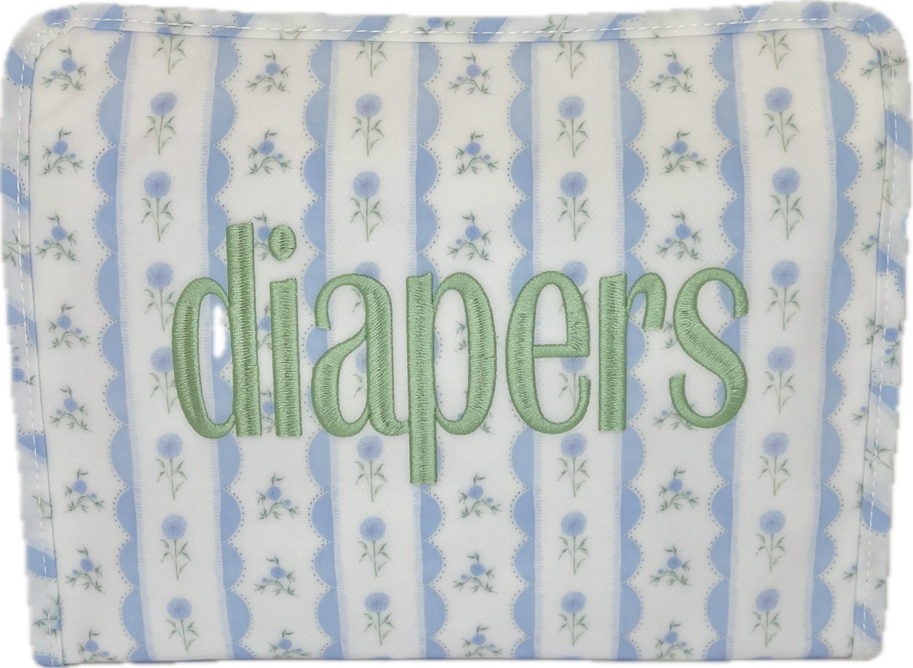Roadie Large Zip Pouch Ribbon Floral Blue by TRVL Design cotton outfit for girls and boys