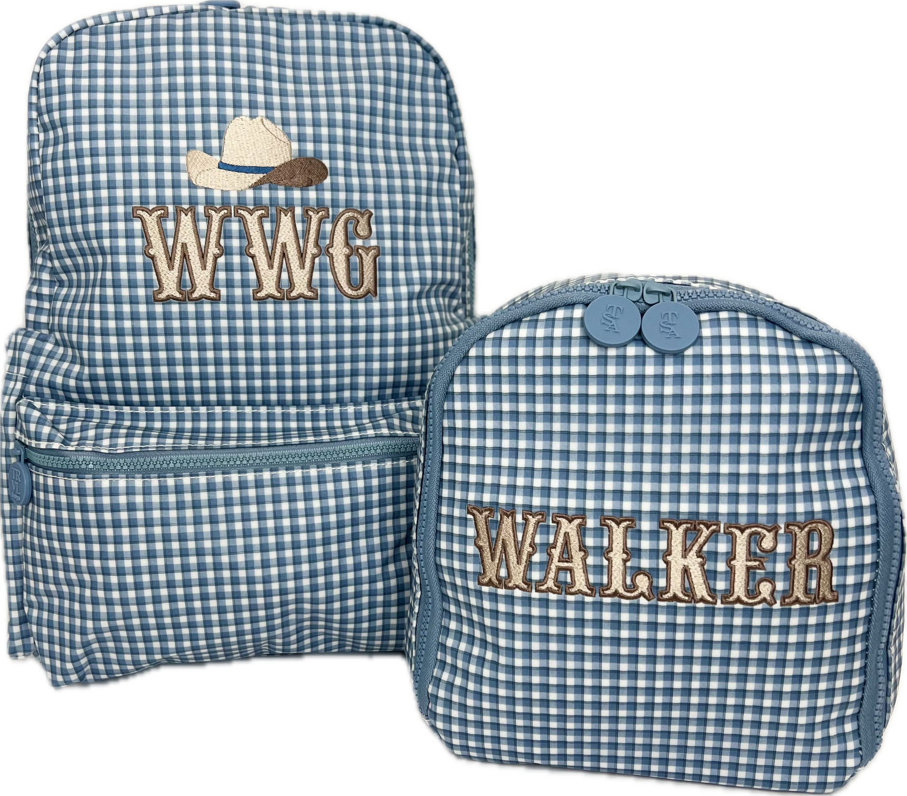 Backpacker Rodeo Check Indigo by TRVL Design cotton outfit for girls and boys