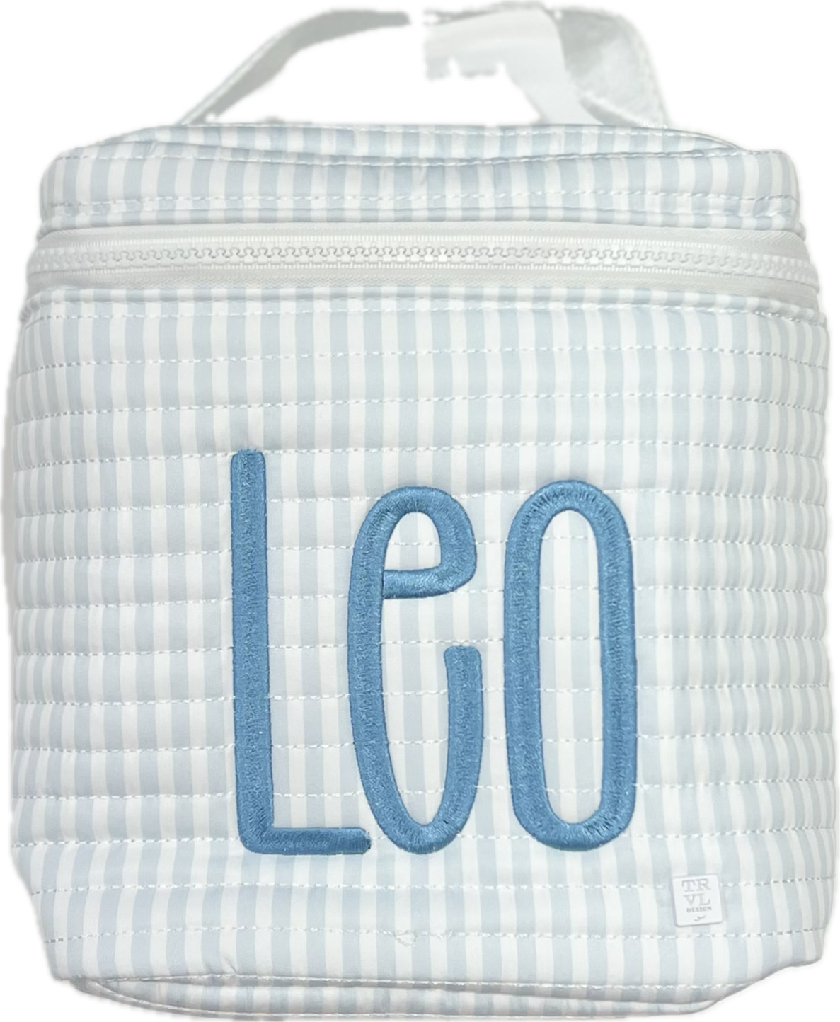 Quilted Go Go Lunch Bag Pimlico Stripe Light Blue by TRVL Design stylish kids outfit collection