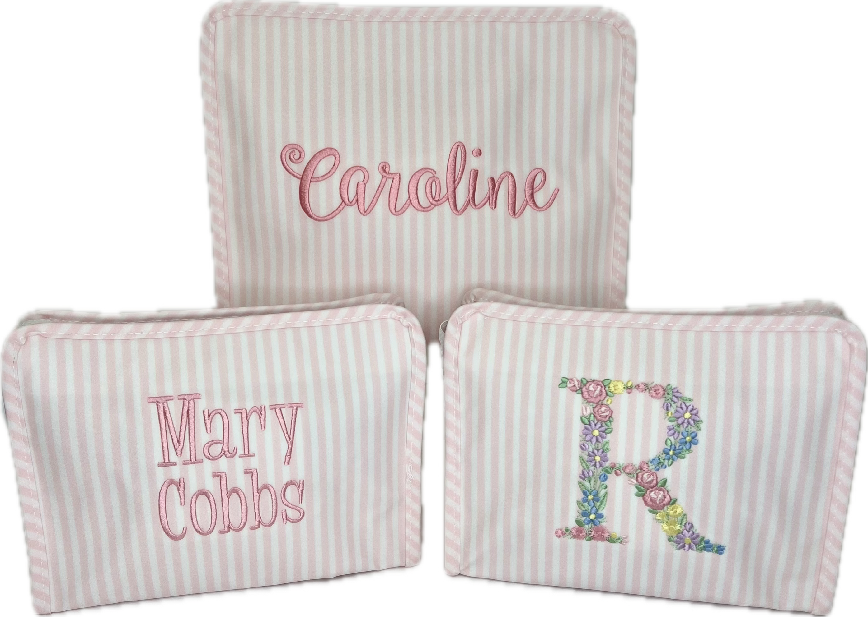 Roadie Medium Zip Pouch Pimlico Stripe Pink by TRVL Design