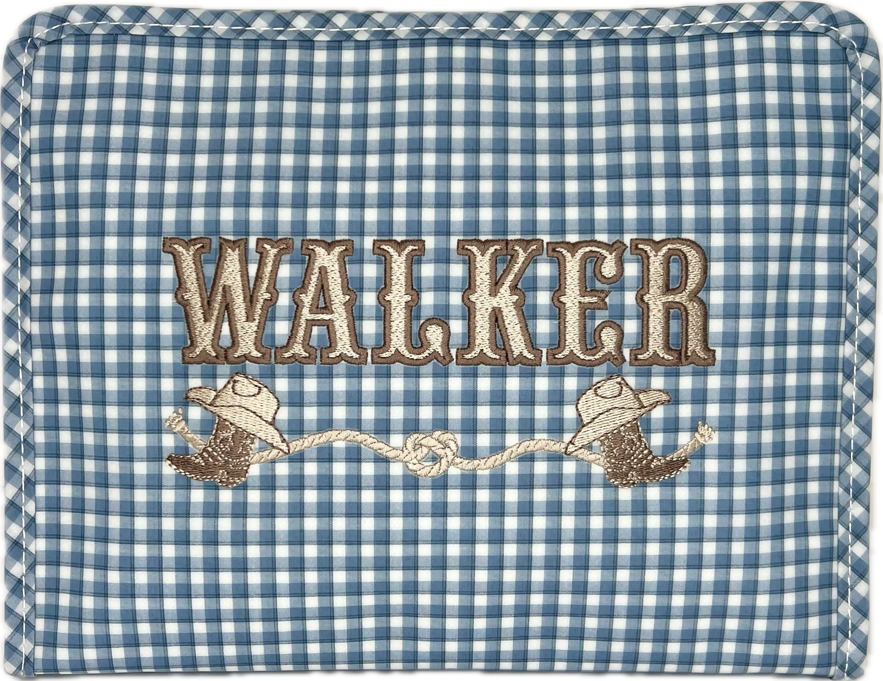 Buy Roadie Medium Zip Pouch Rodeo Check Indigo by TRVL Design kids clothing online
