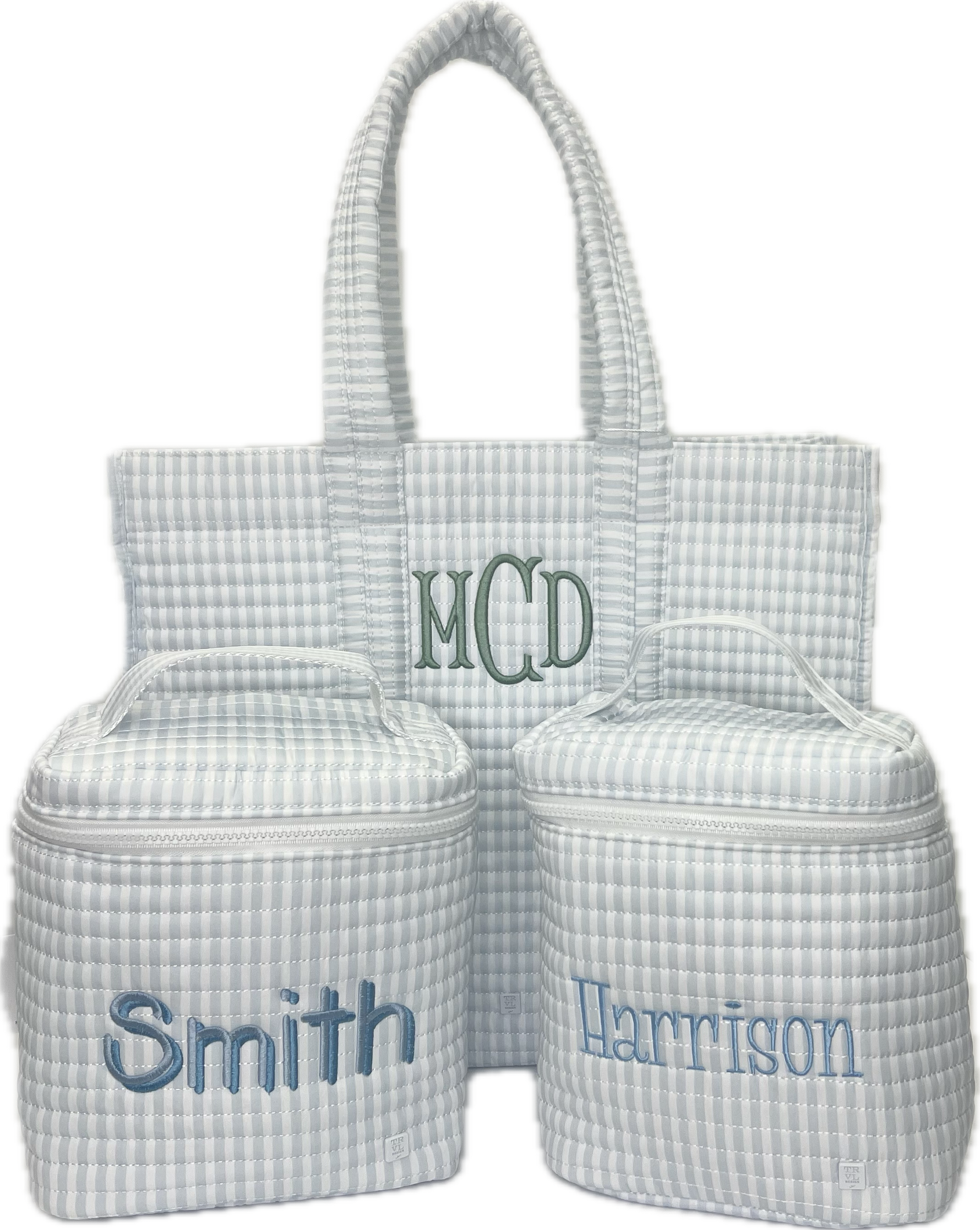 Buy Quilted Go Go Lunch Bag Pimlico Stripe Light Blue by TRVL Design kids clothing online