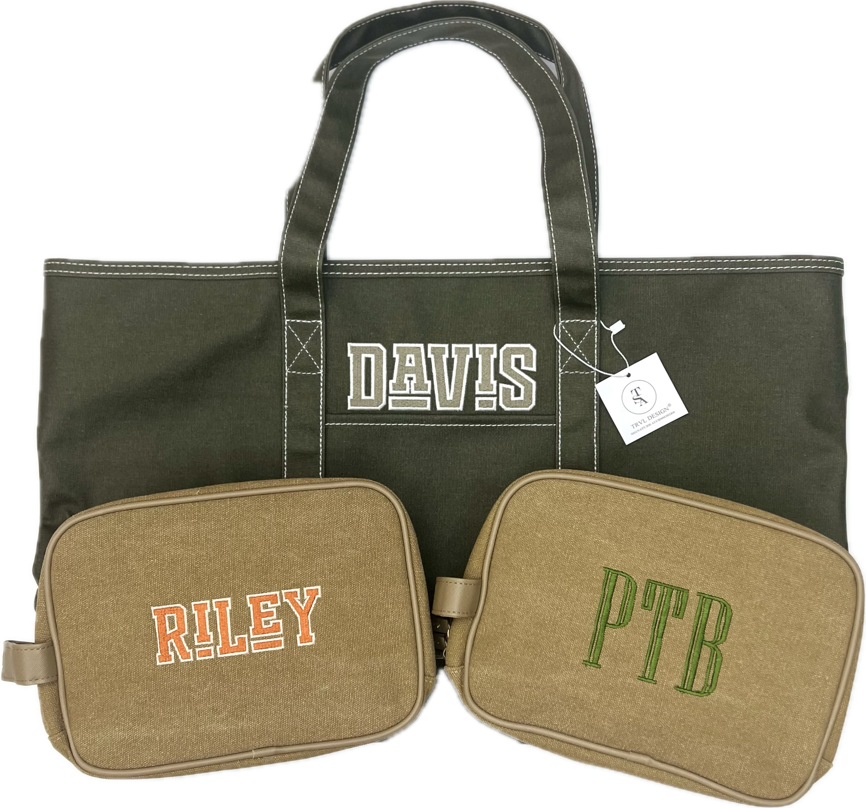 Buy Maxi Tote Coated Canvas Olive by TRVL Design kids clothing online