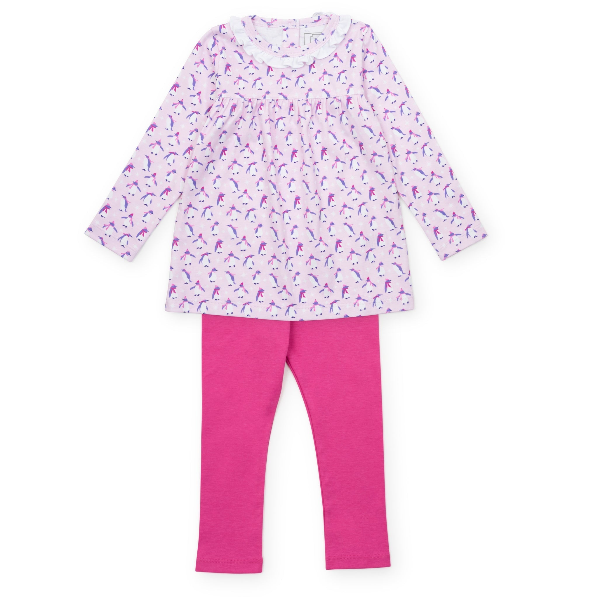 Ivy Girls' Legging Set - Penguin Party Pink