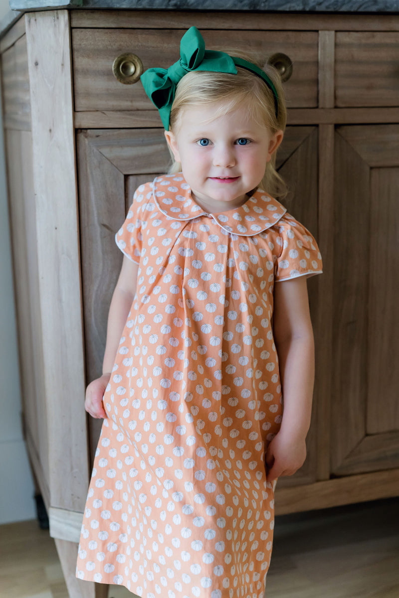Kate Girls' Woven Pima Cotton Dress - Fall Pumpkins