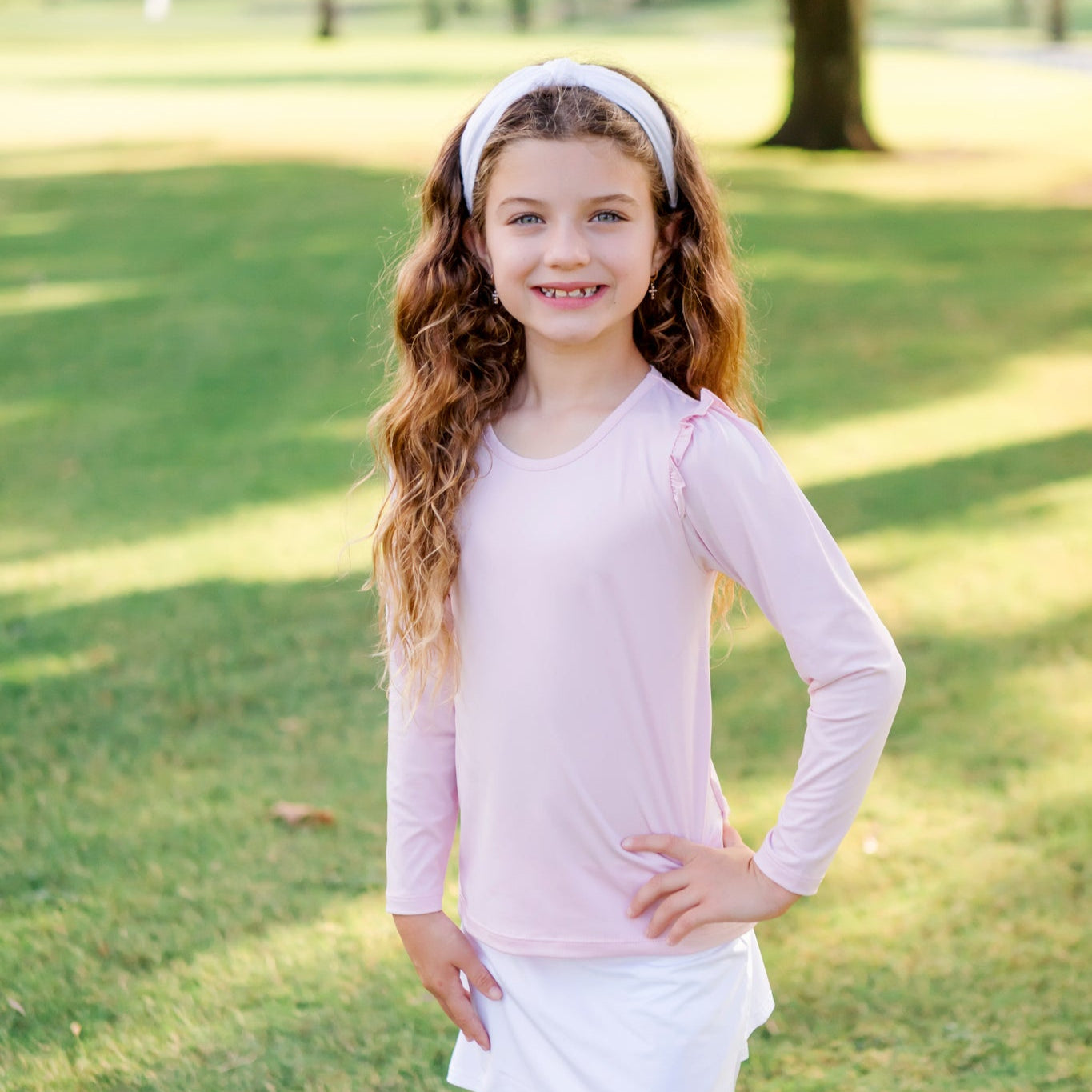 Mia Girls' Longsleeve Performance Top by LH Sport Light Pink dress for girls premium quality