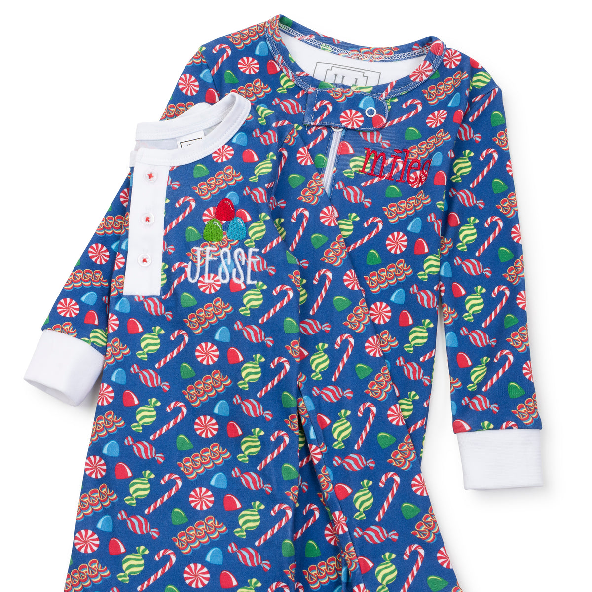Everyday Parker Boys' Zipper Pajama - Christmas Candy Blue Children’s Wear
