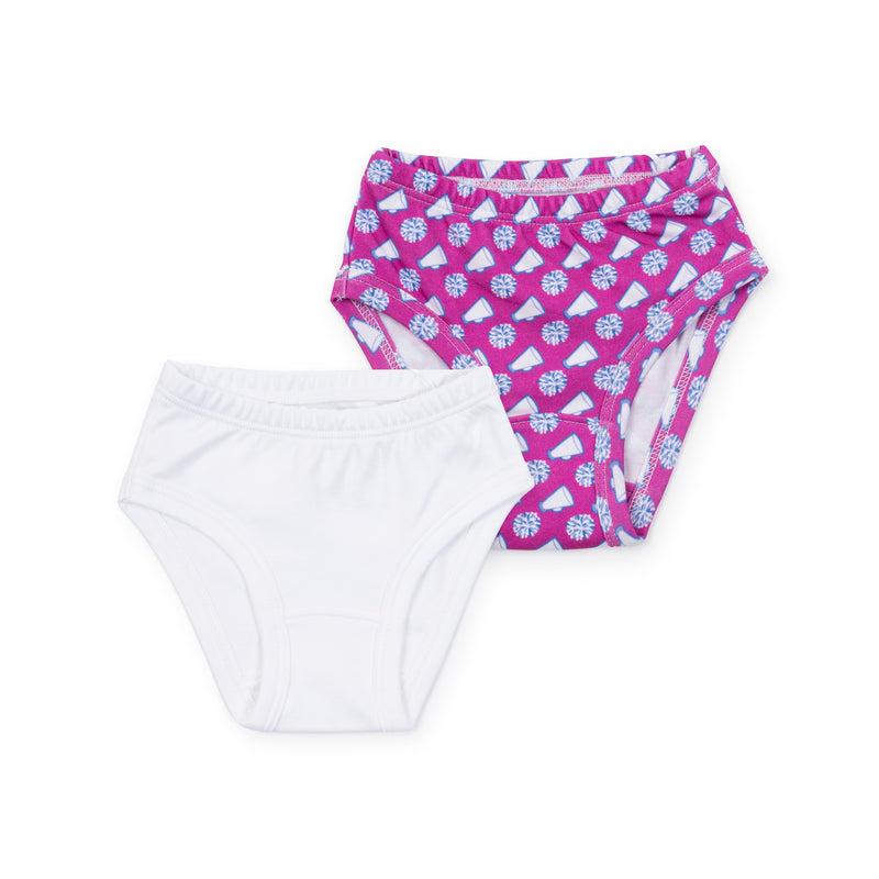 SALE Lauren Girls' Pima Cotton Underwear Set - Cheerleading/White