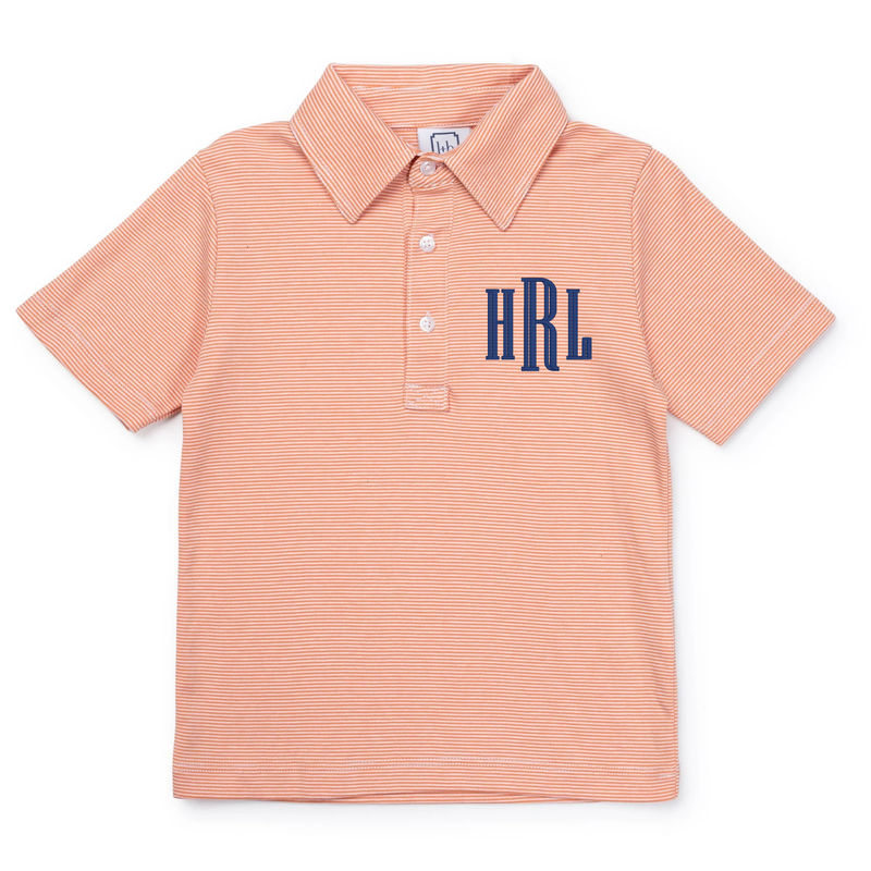 SALE Griffin Boys' Pima Cotton Polo Golf Shirt - Orange Stripes