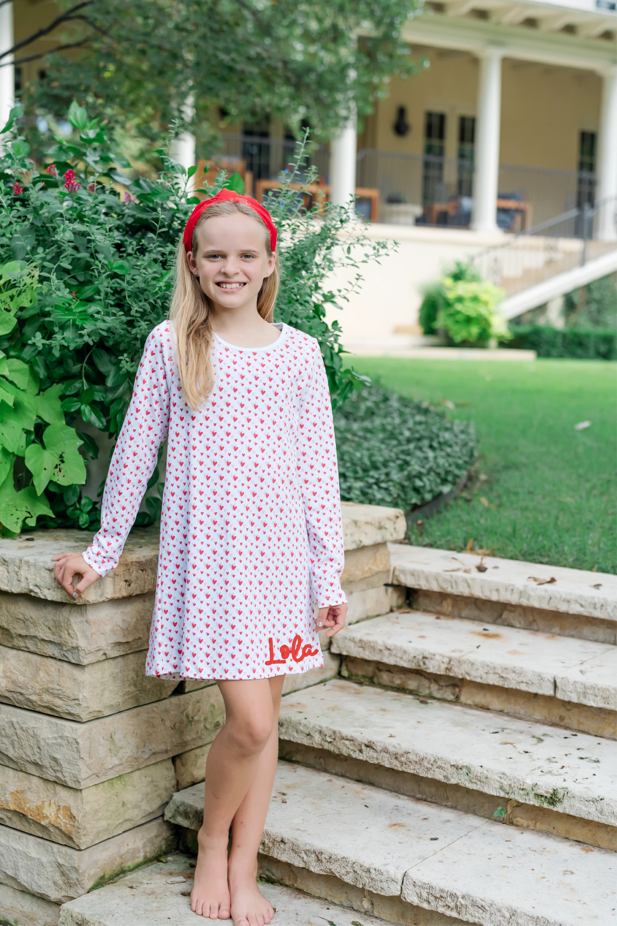 Berkeley Girls' Shirt Dress Heart to Heart Pink soft cotton kids fashion wear