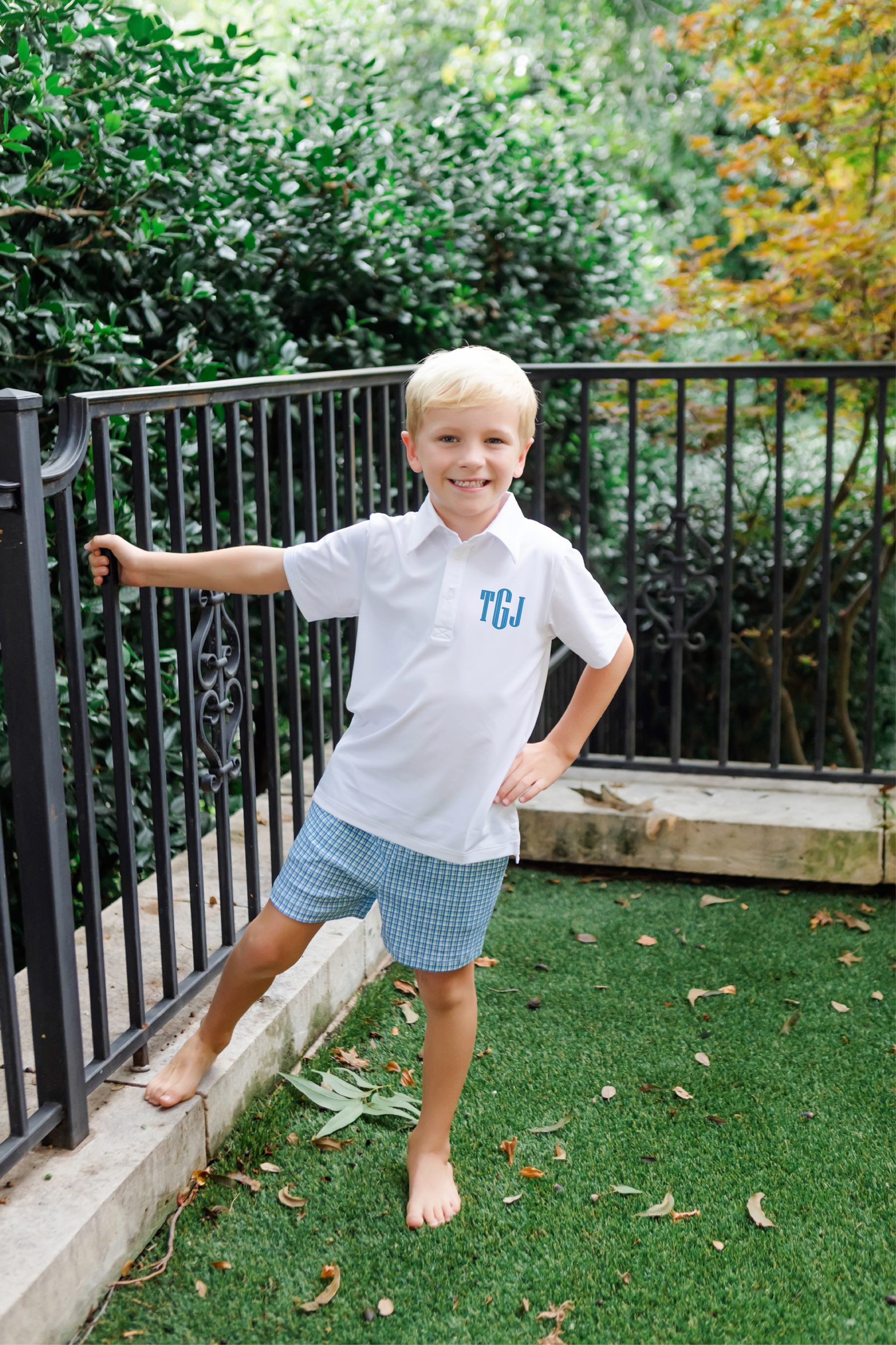 Sawyer Boys' Play Shorts Hampton Plaid stylish kids outfit collection
