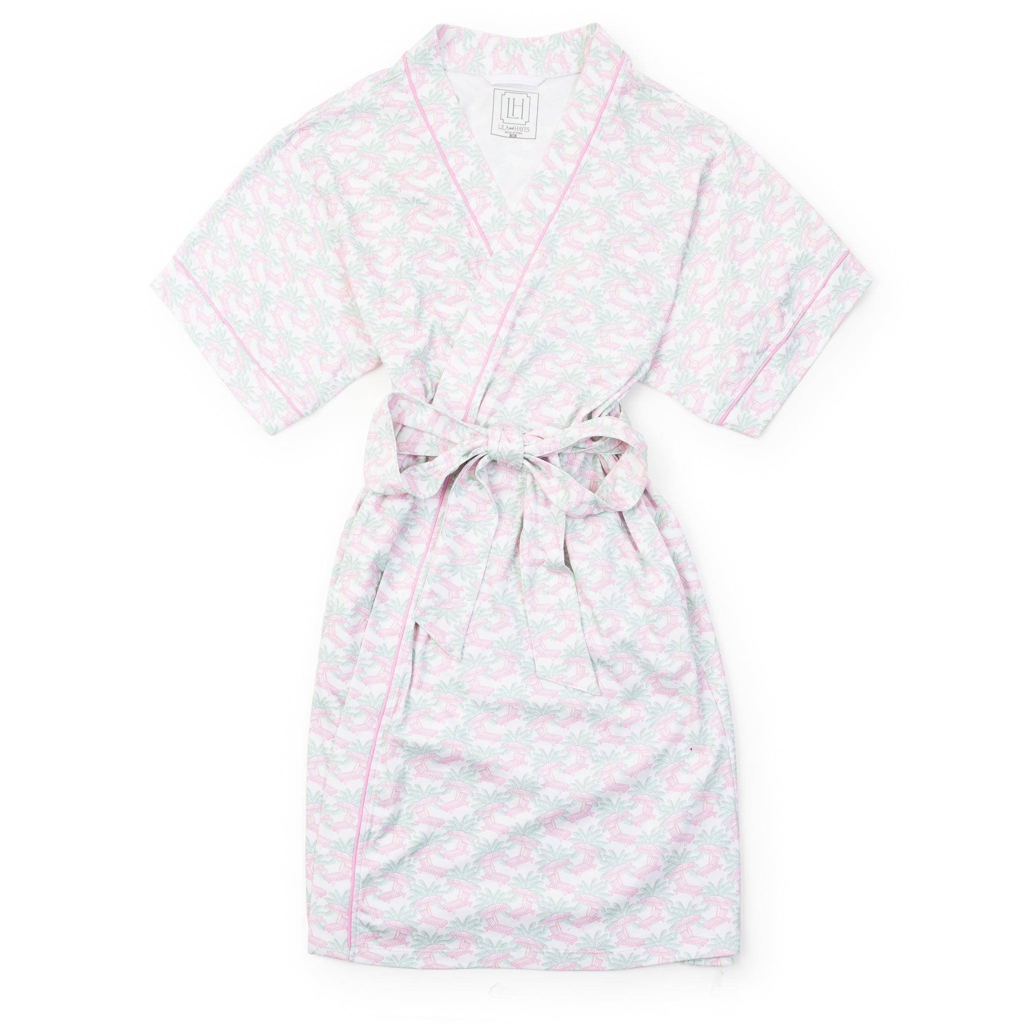 Mamie Women's Short Sleeve Spa Wrap - Poolside Palms