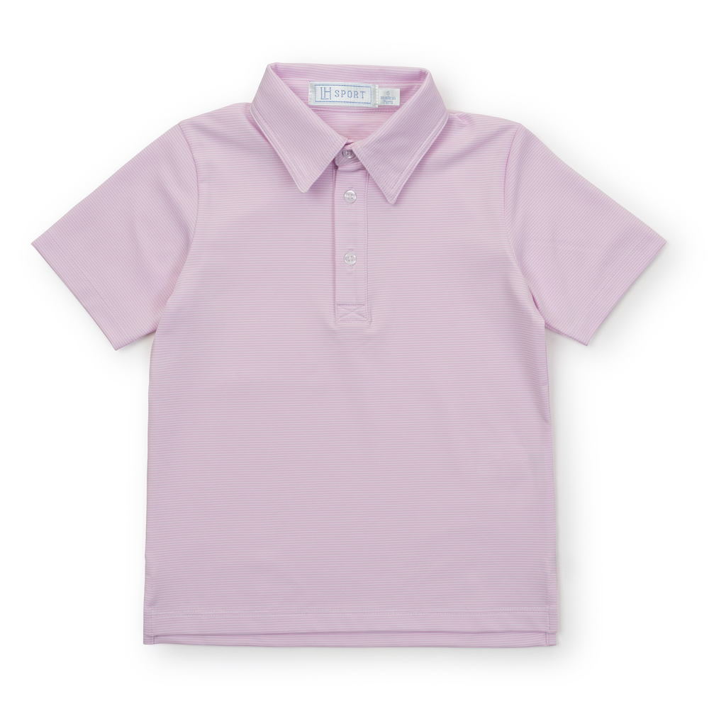 Will Boys' Performance Polo by LH Sport - Pink Stripes | Lila & Hayes