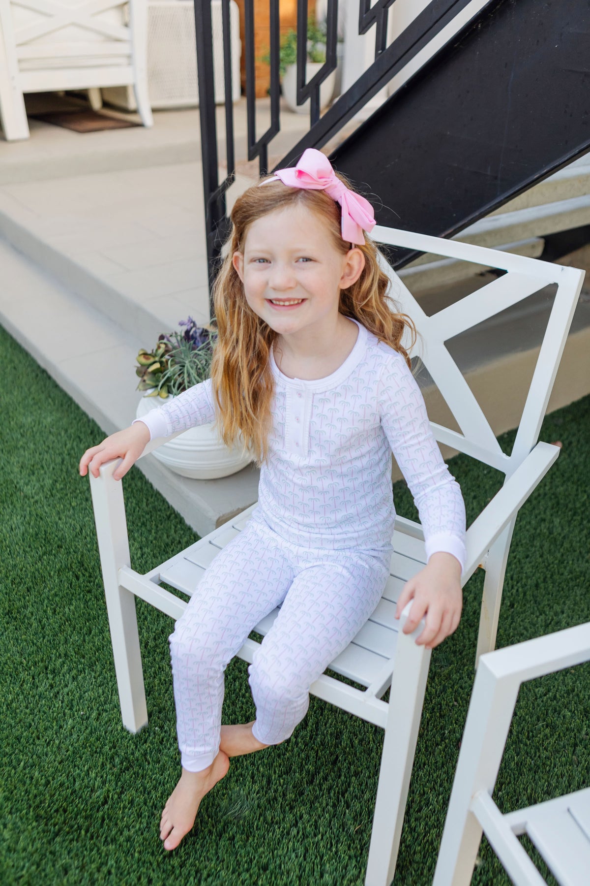 Alden Girls' Pajama Pant Set - Pacific Palms Pink soft cotton kids fashion wear