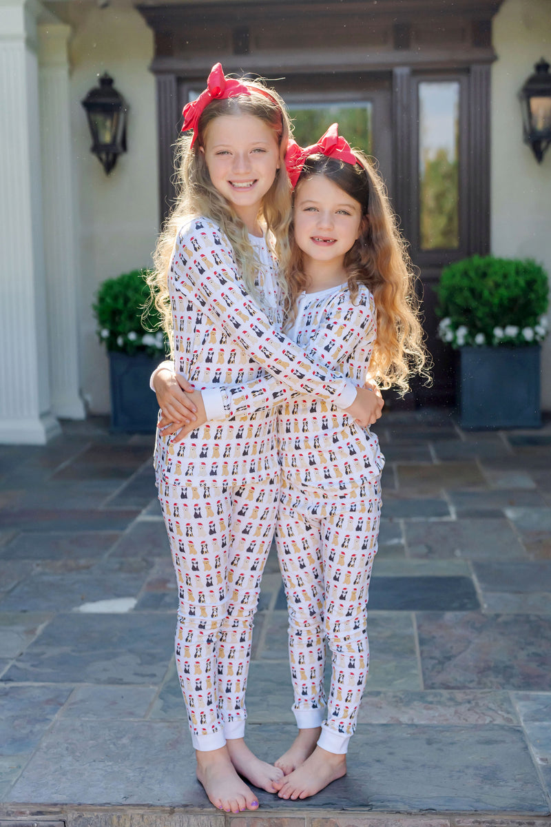 Alden Girls' Pima Cotton Pajama Pant Set - Christmas Pups