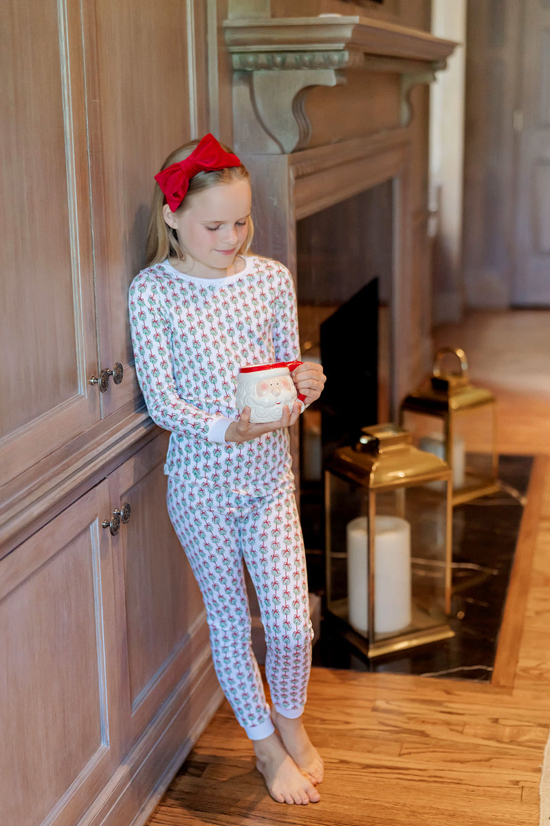 SALE Ava Girls' Pima Cotton Pajama Pant Set - Merry Mistletoe