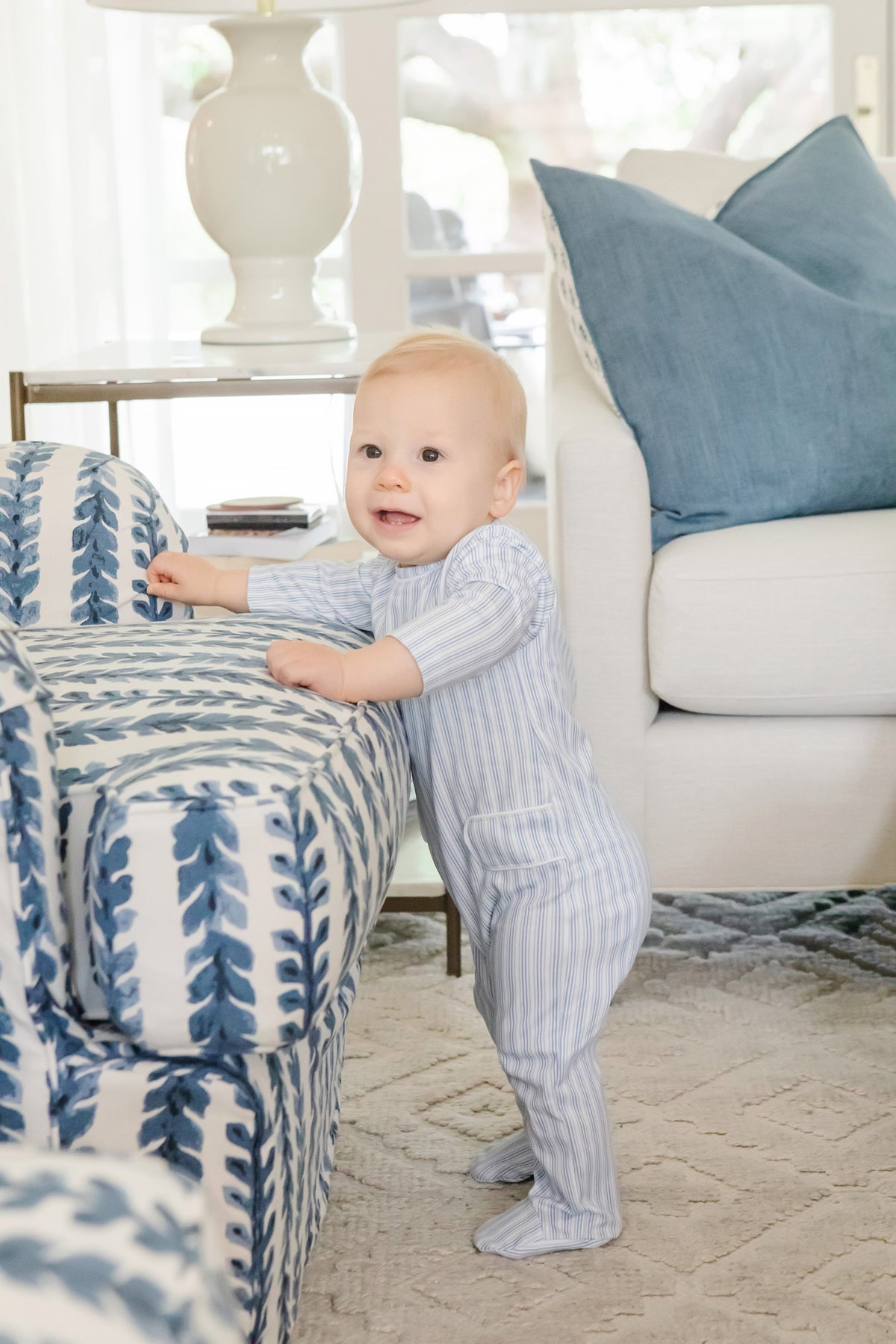 Preston Boys' Romper Stripes in Blue outfit perfect for everyday wear