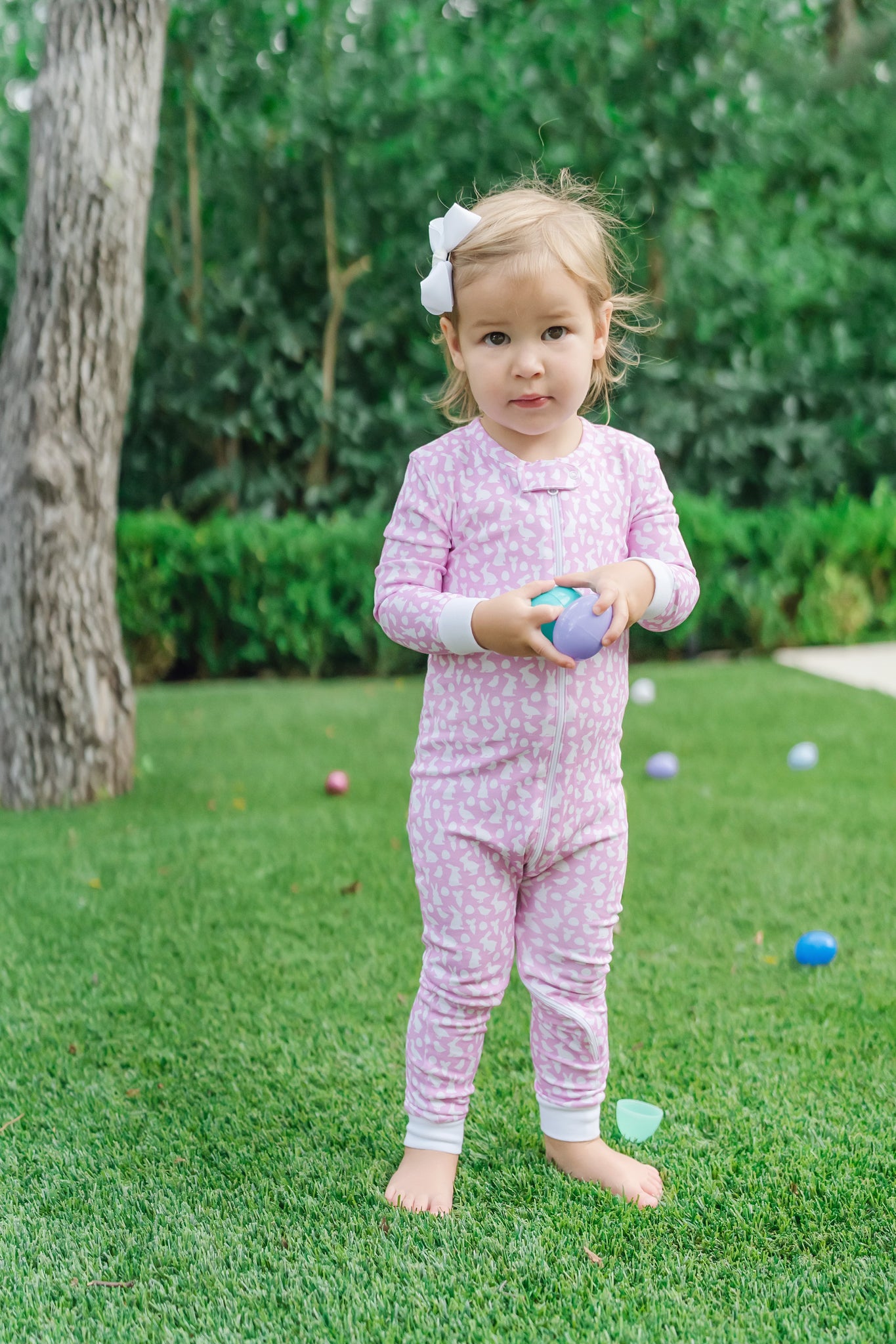 Parker Girls' Zipper Pajama - Easter Time Pink stylish kids outfit collection