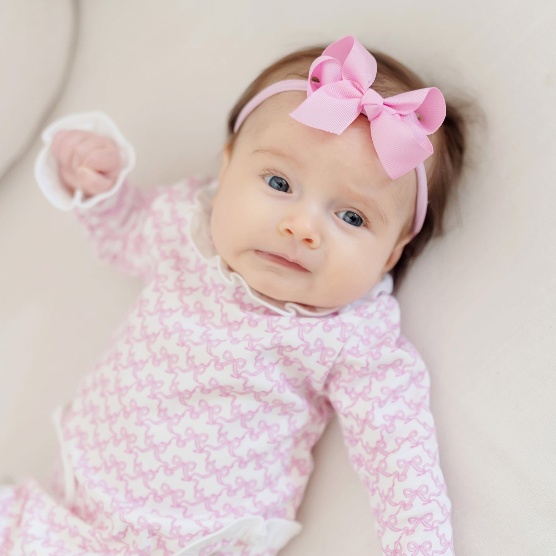 Lucy Girls' Romper Pretty Pink Bows stylish kids outfit collection