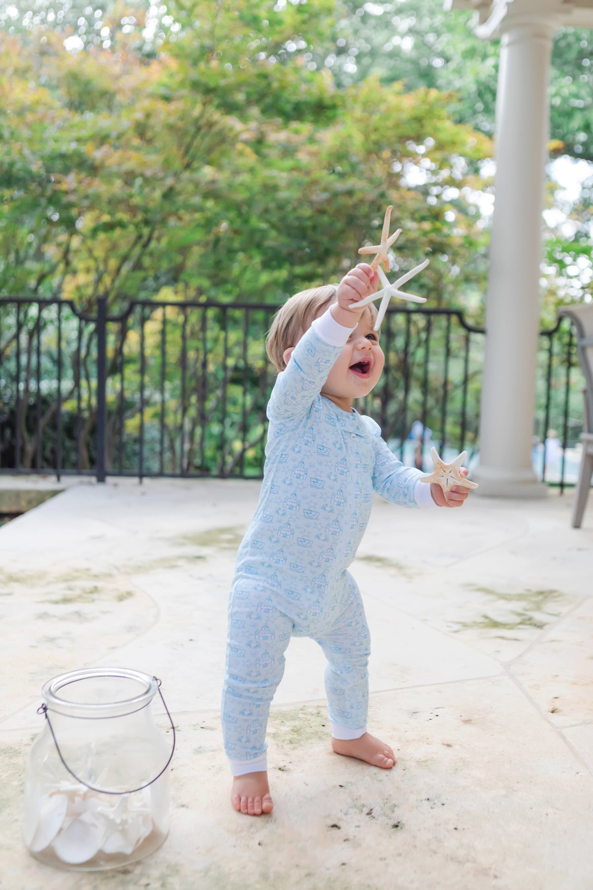 Parker Boys' Zipper Pajama - Sandcastles Blue outfit perfect for everyday wear