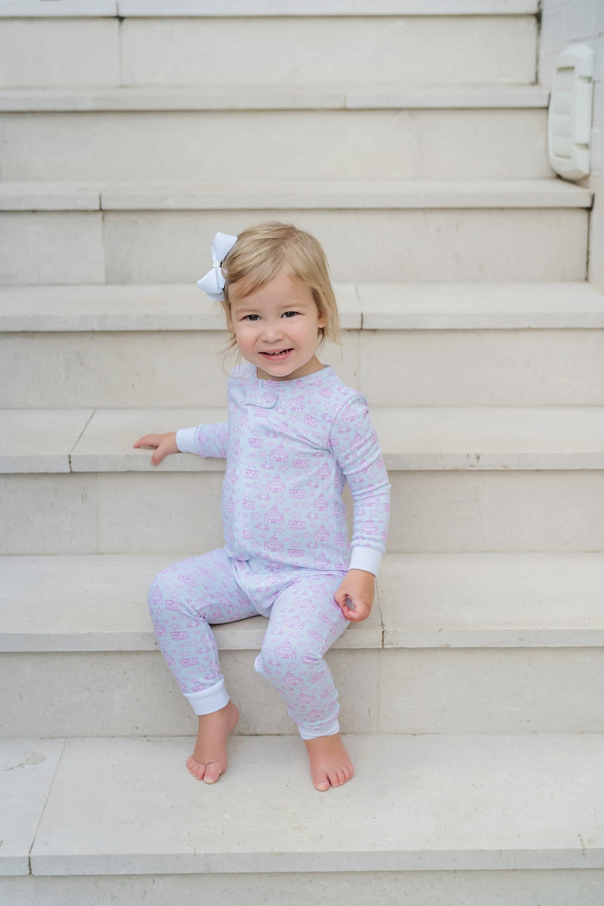 Parker Girls' Zipper Pajama - Sandcastles Pink outfit perfect for everyday wear