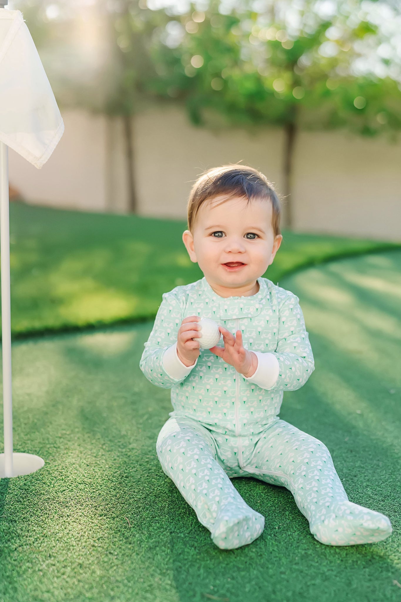 Parker Boys' Zipper Pajama - Golf Putting Green designer outfit for kids