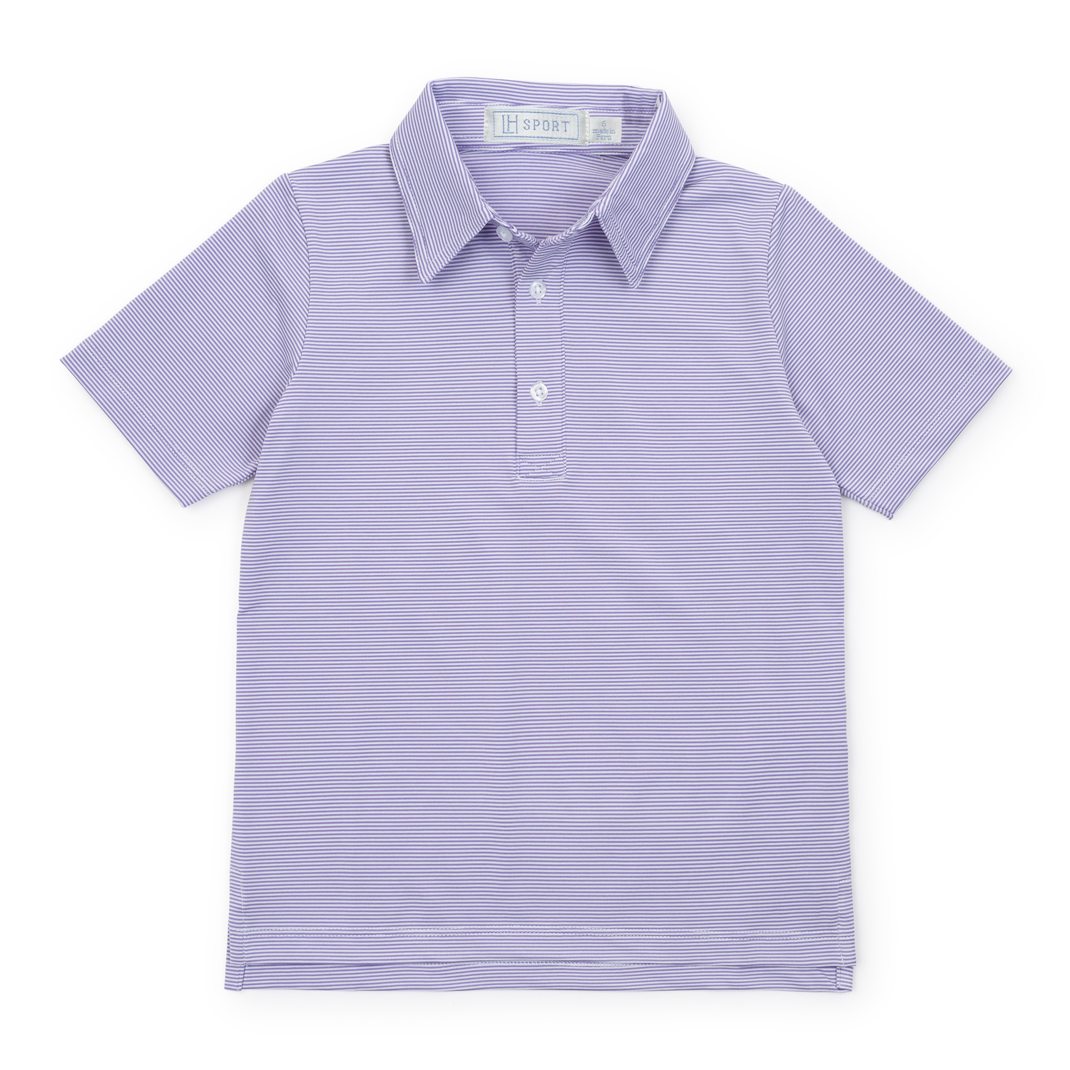Will Boys' Performance Polo by LH Sport Purple Stripes