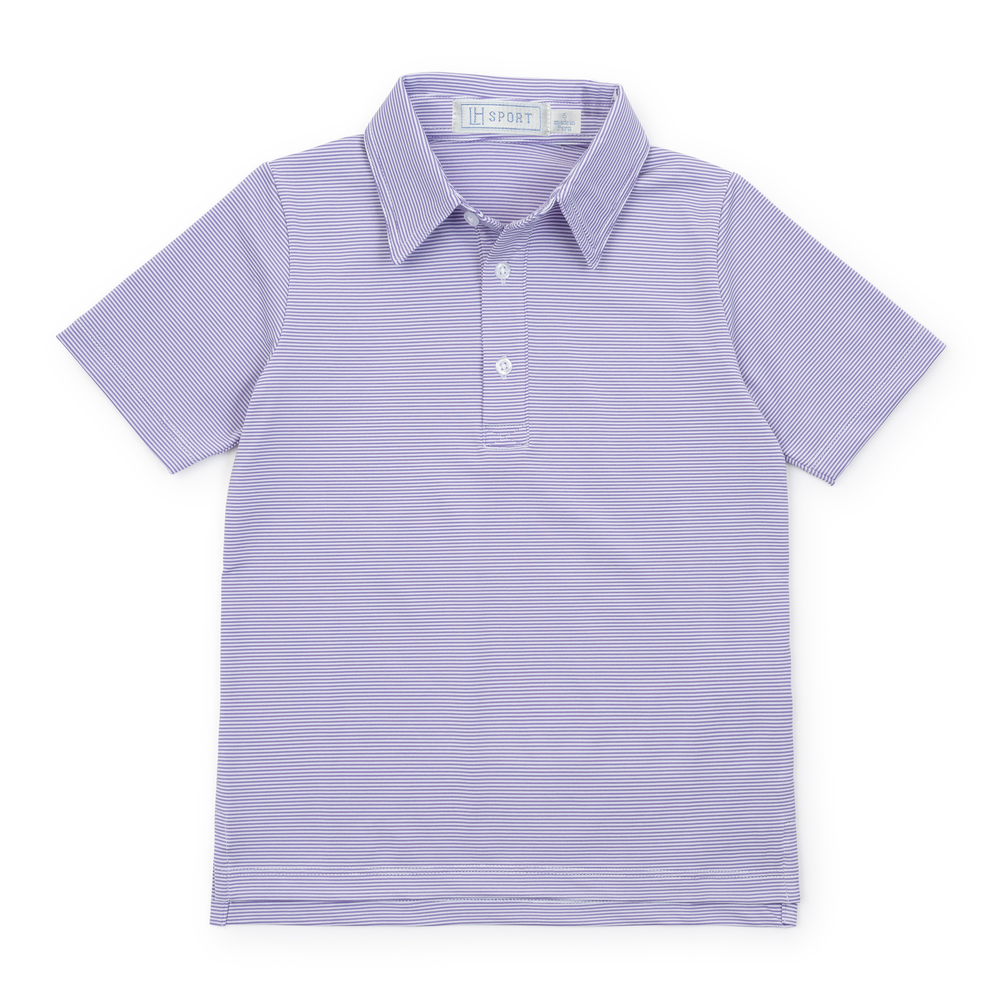 Will Boys Golf Shirt Purple Stripes | Lila & Hayes