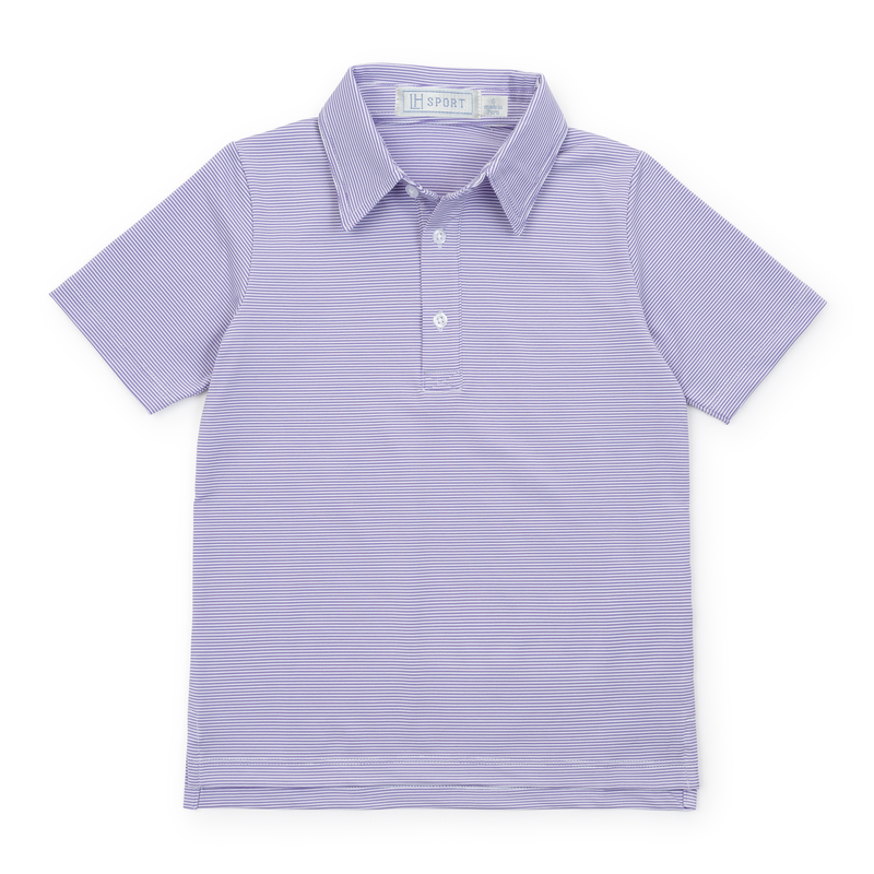 Will Boys' Golf Polo Shirt by LH Sport - Purple Stripes