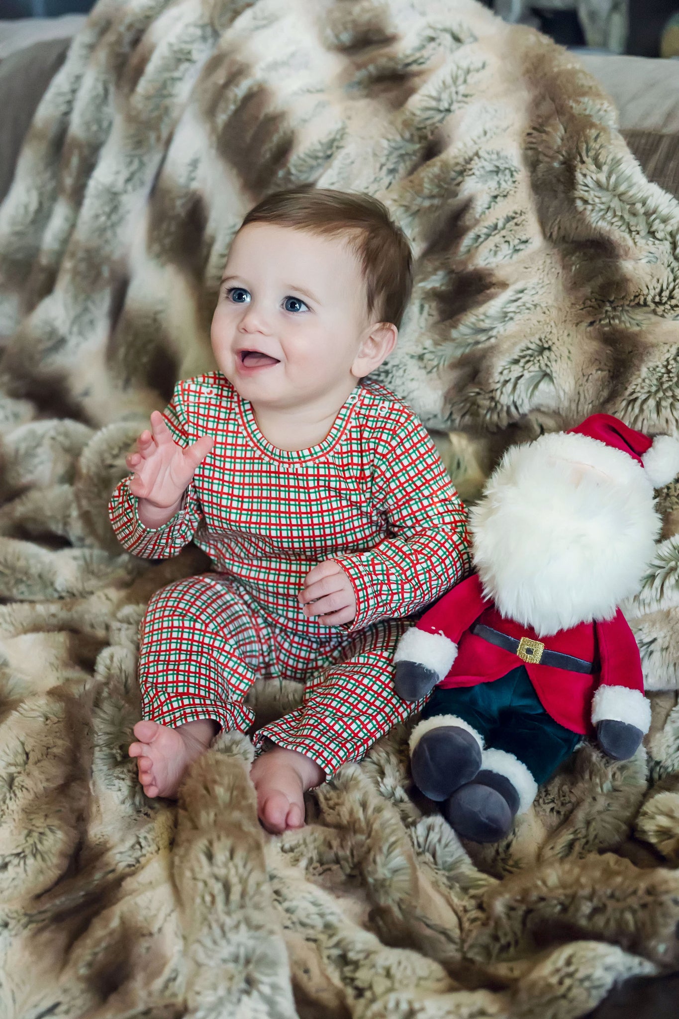 Buy Thompson Boys' Romper Holiday Plaid kids clothing online
