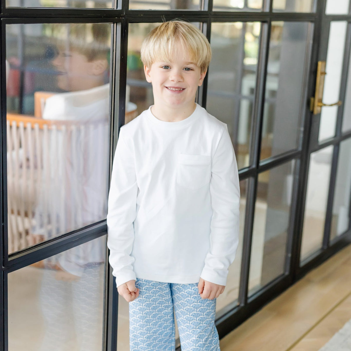 Beckett Boys' Hangout Pant - African Elephants Blue outfit perfect for everyday wear
