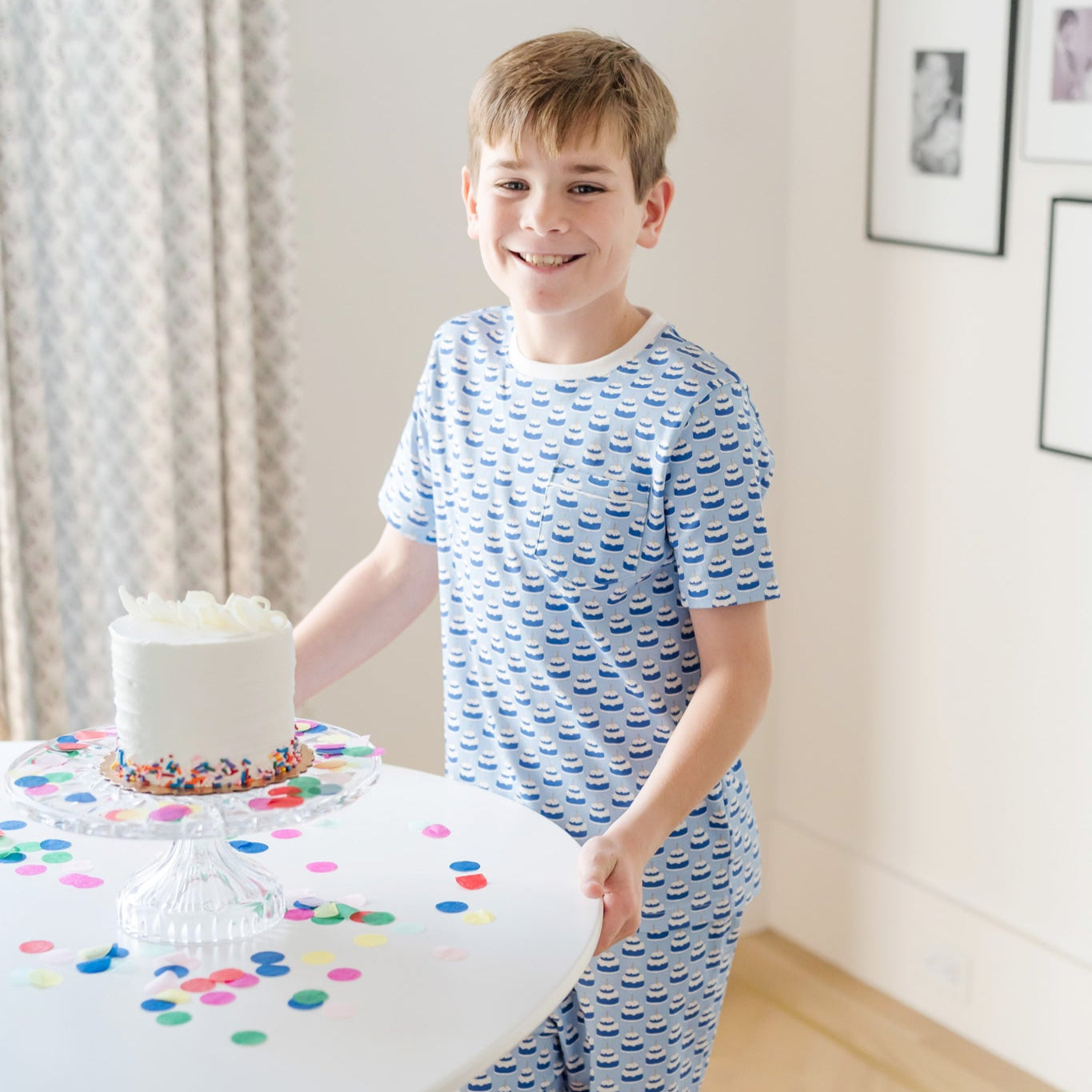Buy Charles Boys' Short Set - Birthday Cake Blue kids clothing online