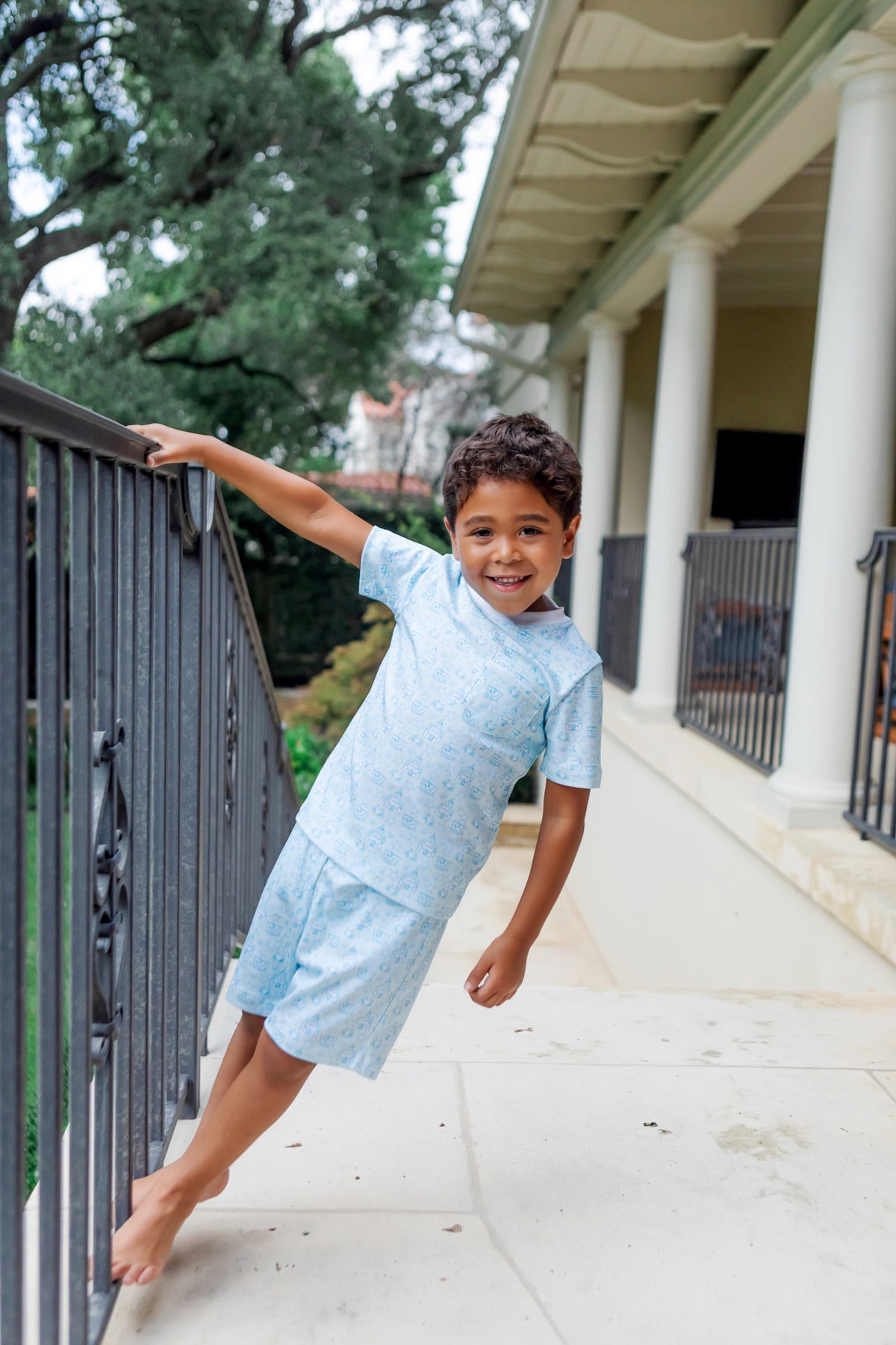 Charles Boys' Short Set - Sandcastles Blue outfit perfect for everyday wear