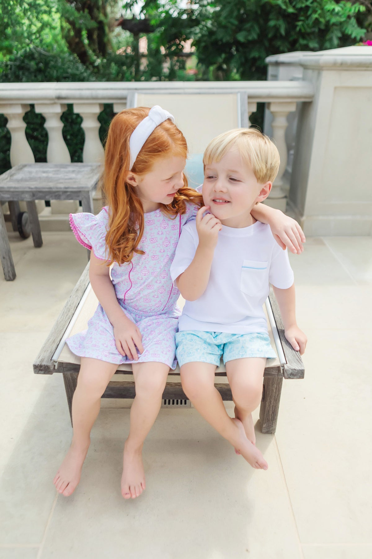 Hudson Boys' Short Set - Sandcastles Blue outfit perfect for everyday wear