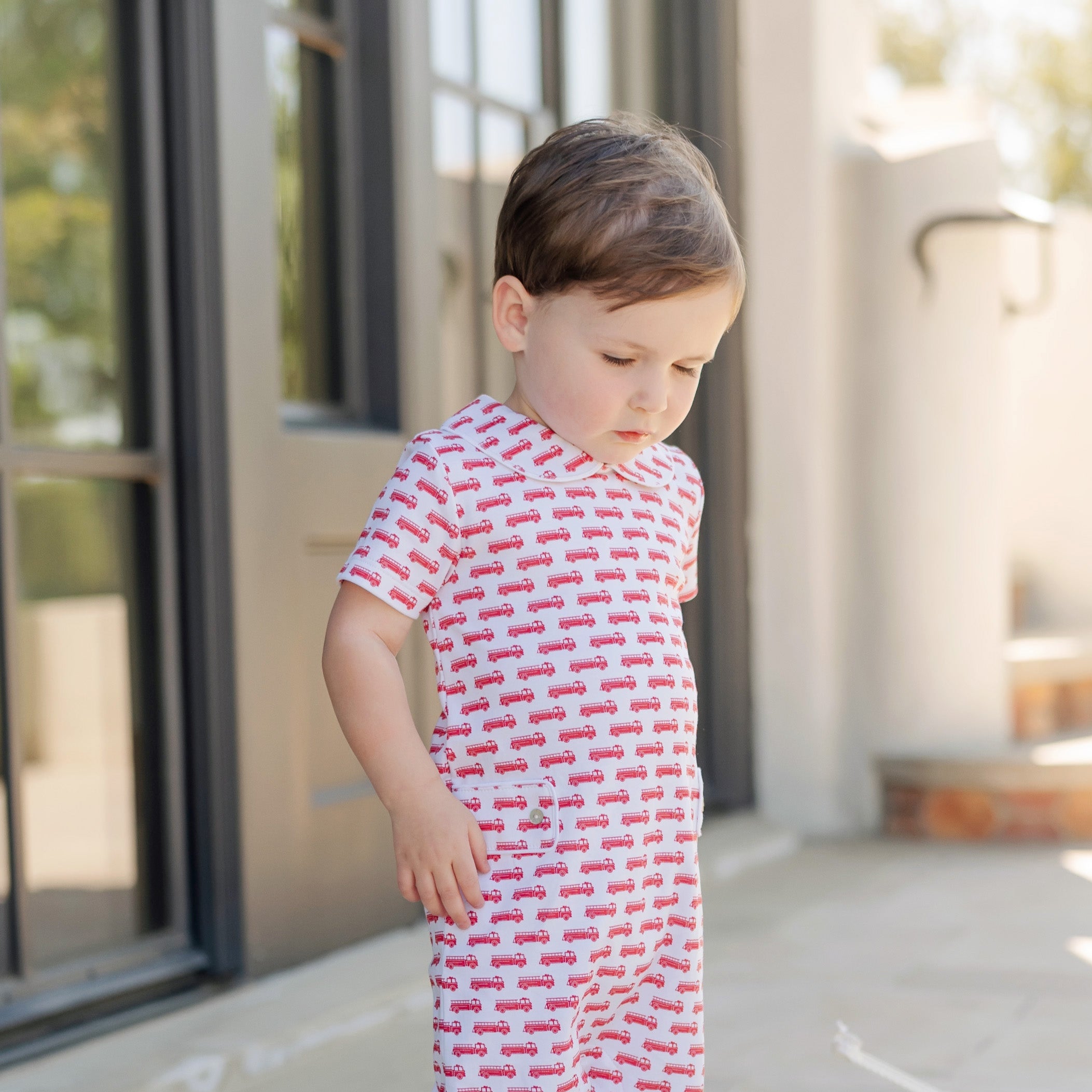 Henry Boys' Pima Cotton Shortall - Fire Truck Red