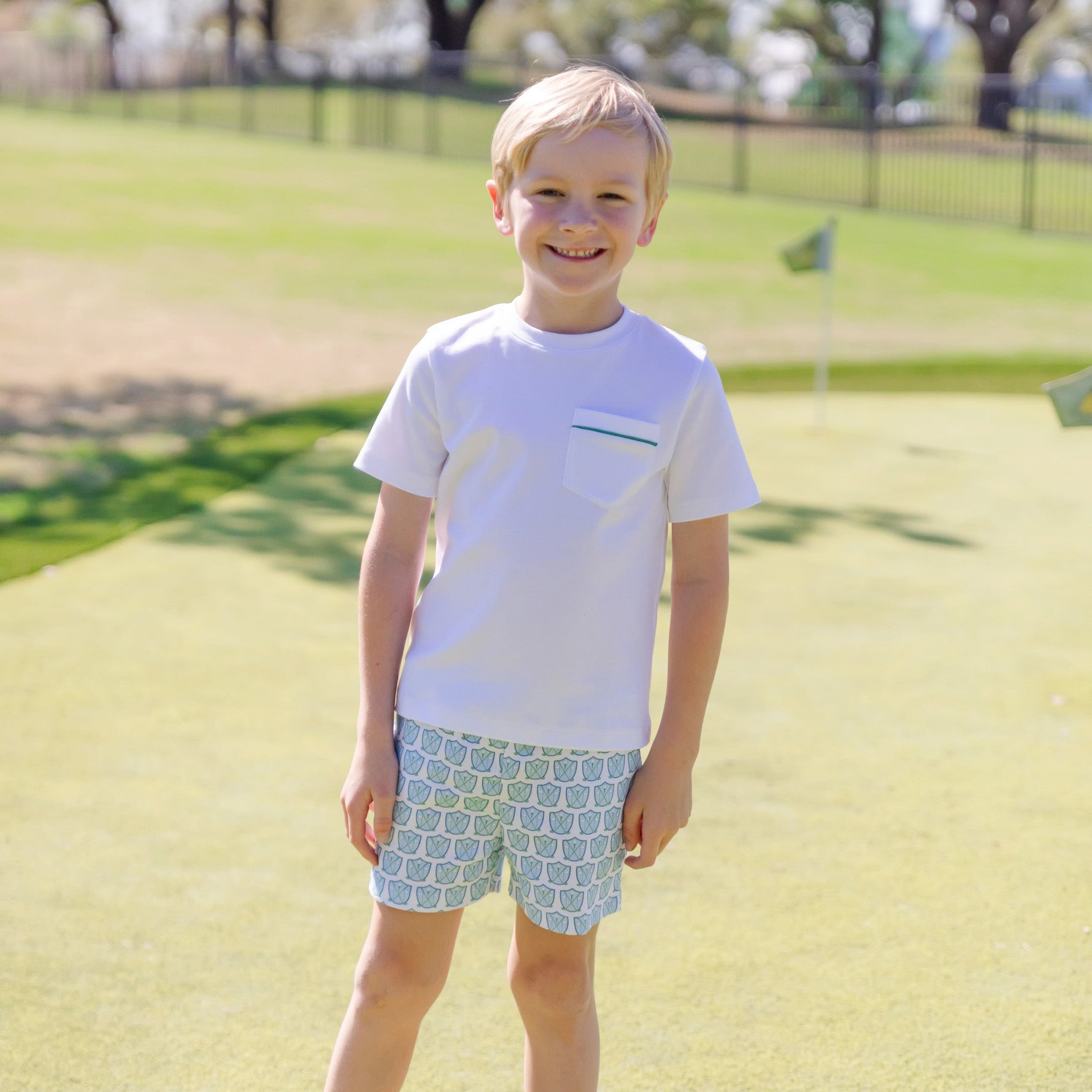 Buy Walker Boys' Short Set - Golf Crest Blue kids clothing online