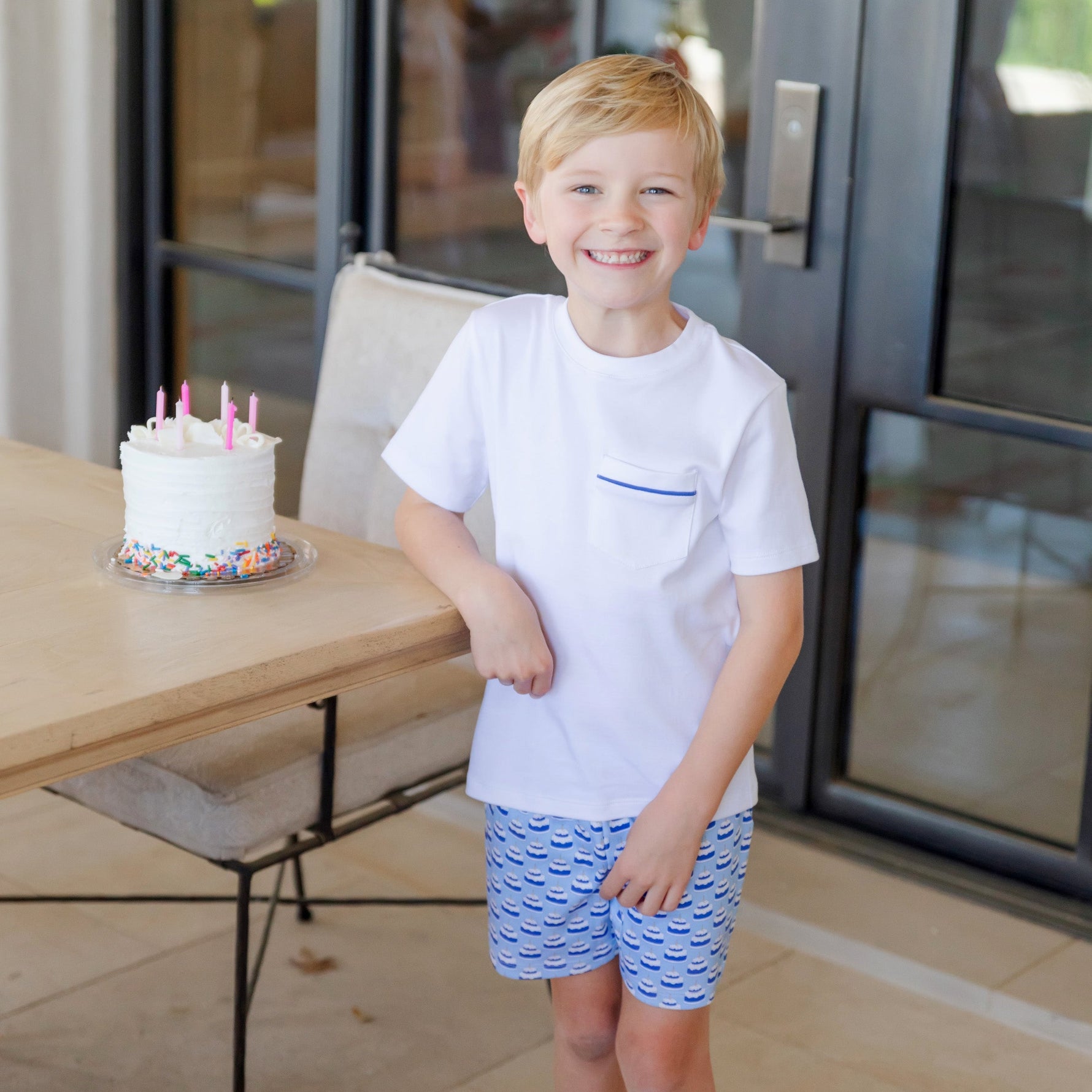 Buy Walker Boys' Short Set - Birthday Cake Blue kids clothing online