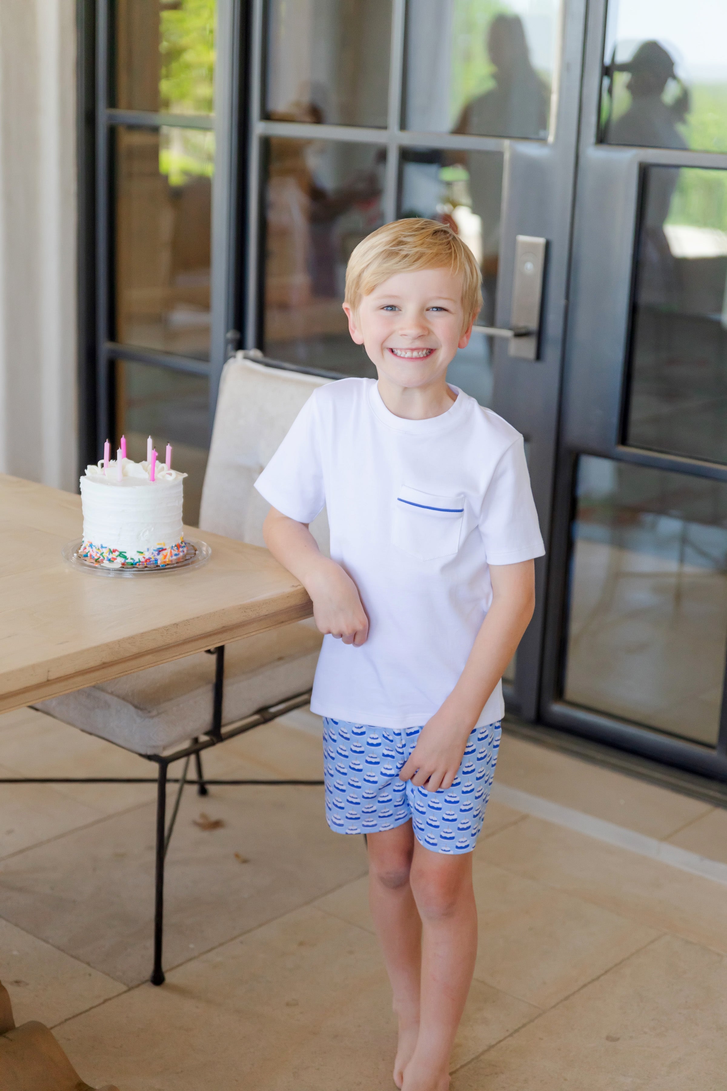 Walker Boys' Short Set - Birthday Cake Blue