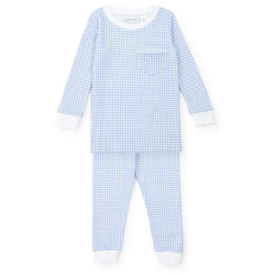 Bradford Boys’ Pima Cotton Pajama Pant Set - Light Blue Box Plaid