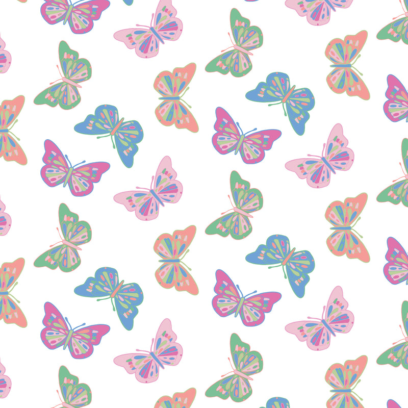 Emery Girls' Pima Cotton Short Set - Bright Butterflies