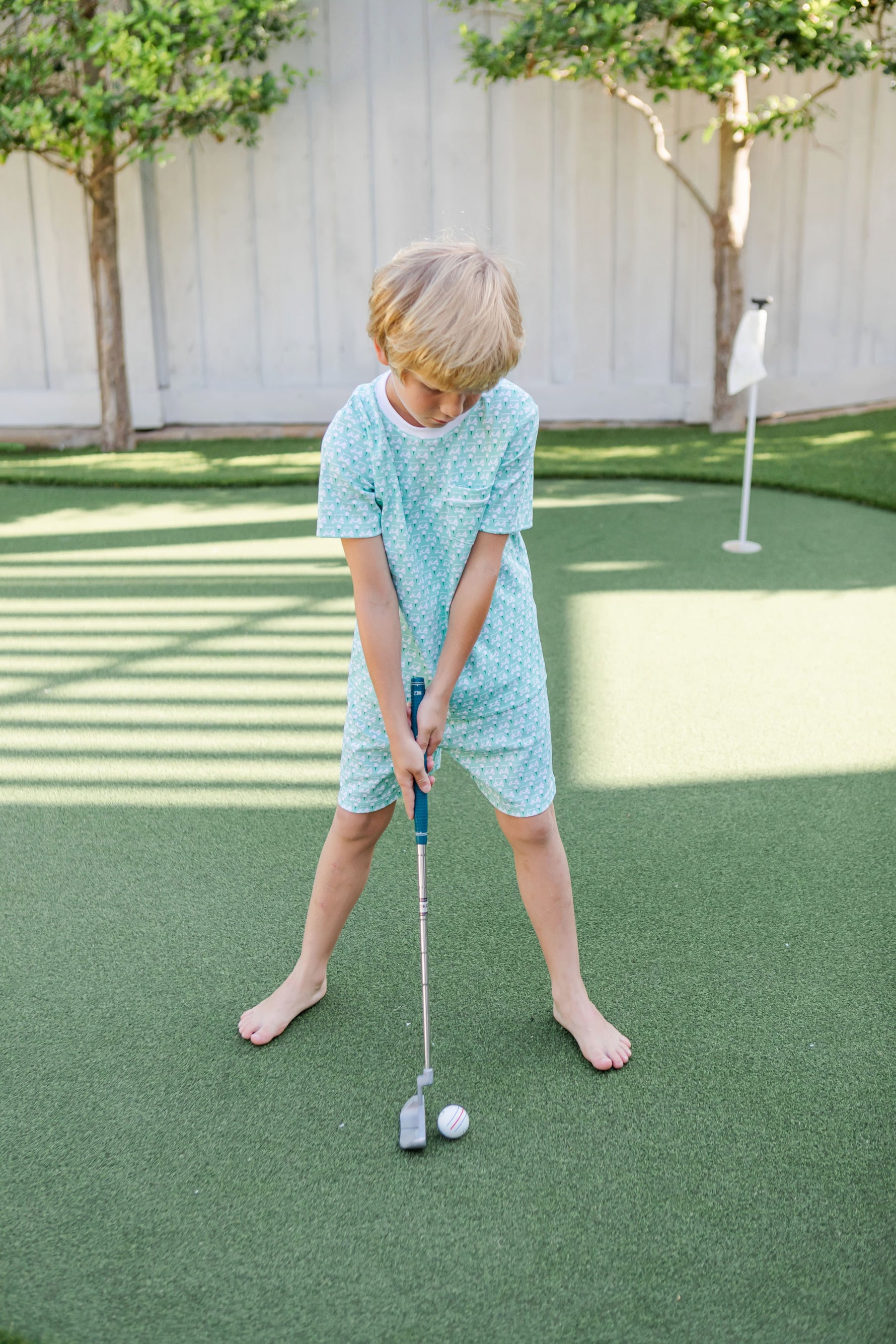 Charles Boys' Short Set - Golf Putting Green designer outfit for kids