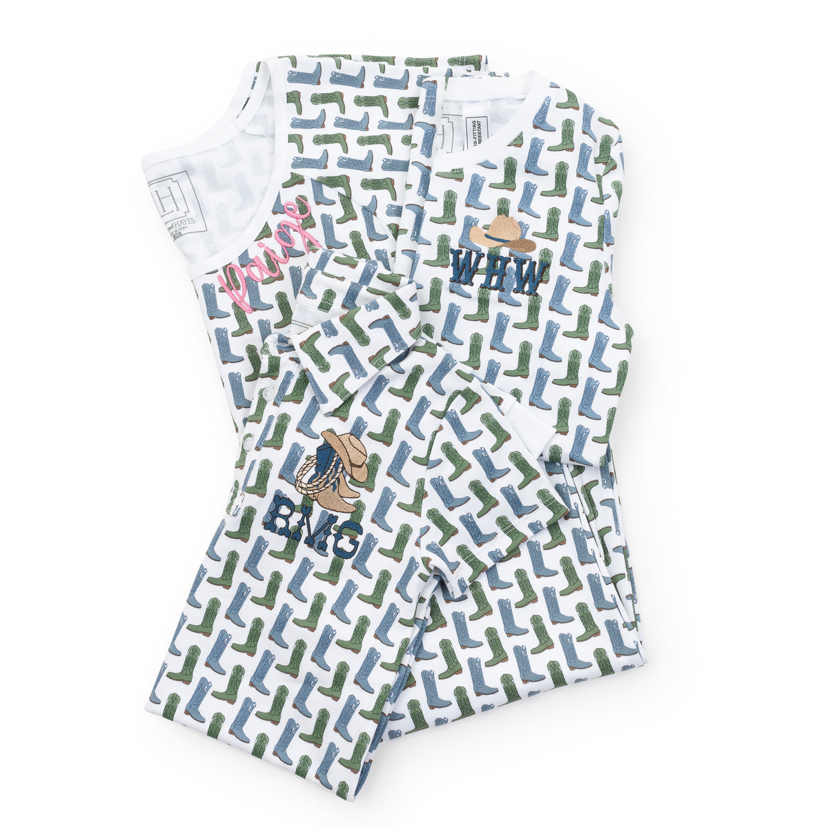 Charles Boys' Short Set - Cowboy Boots soft cotton kids fashion wear