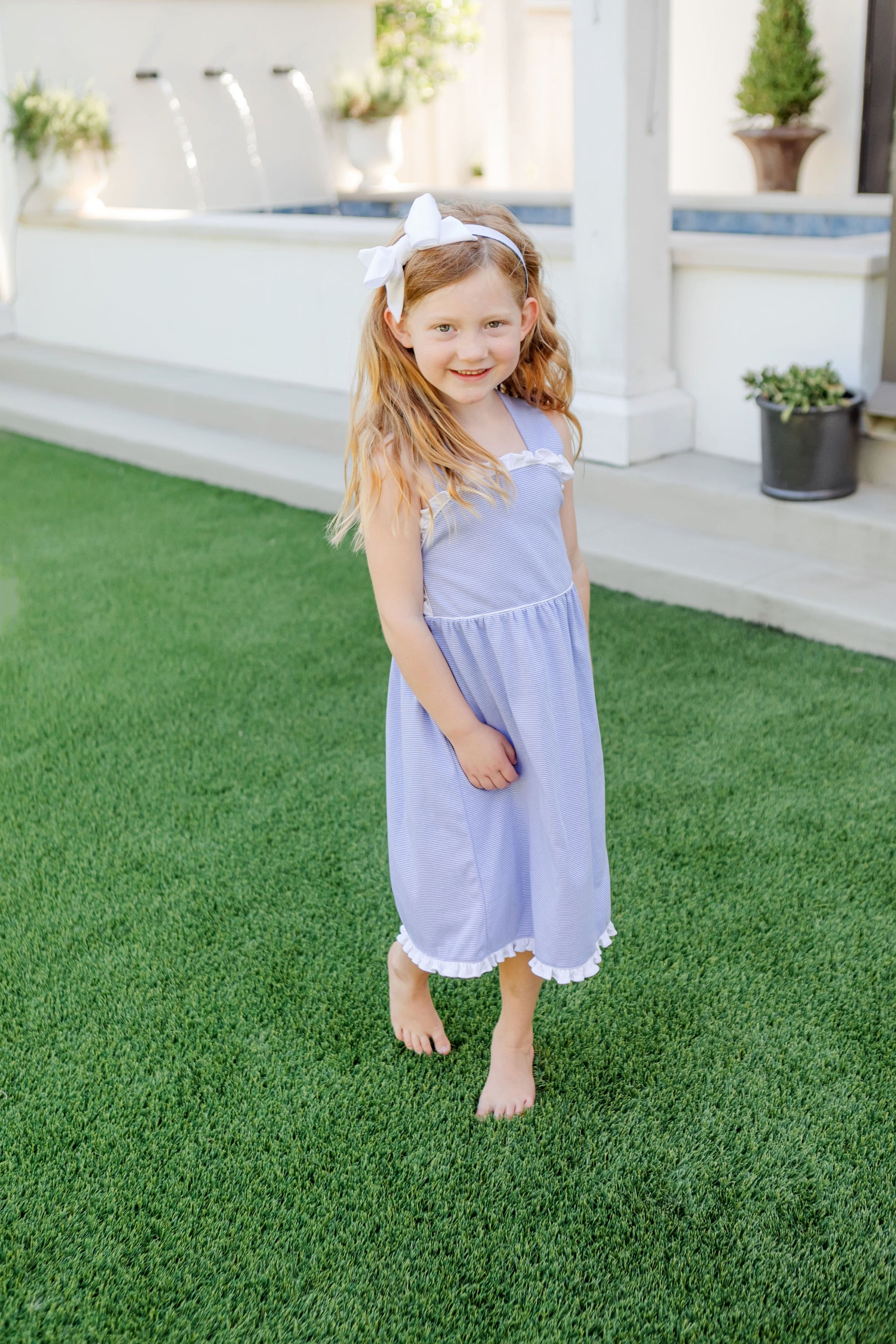 Buy Eden Girls' Dress - Blue Stripes kids clothing online