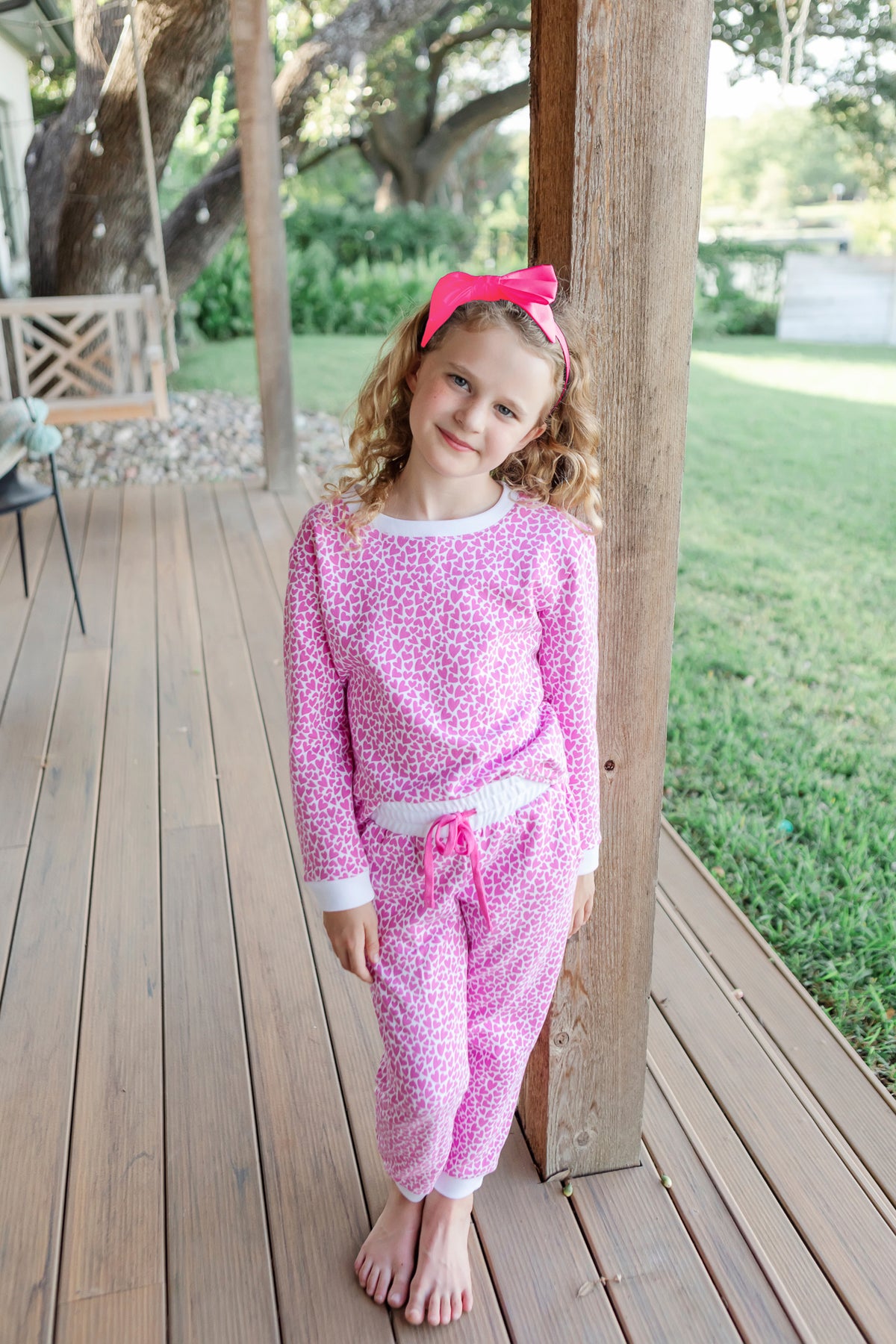 Edie Girls' Cotton Sweatshirt Jogger Set I Heart You Pink soft cotton kids fashion wear