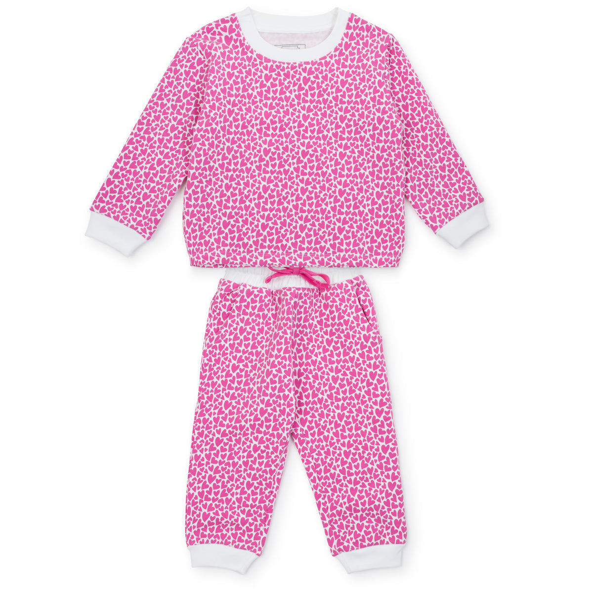 Everyday Edie Girls' Cotton Sweatshirt Jogger Set I Heart You Pink Kidswear