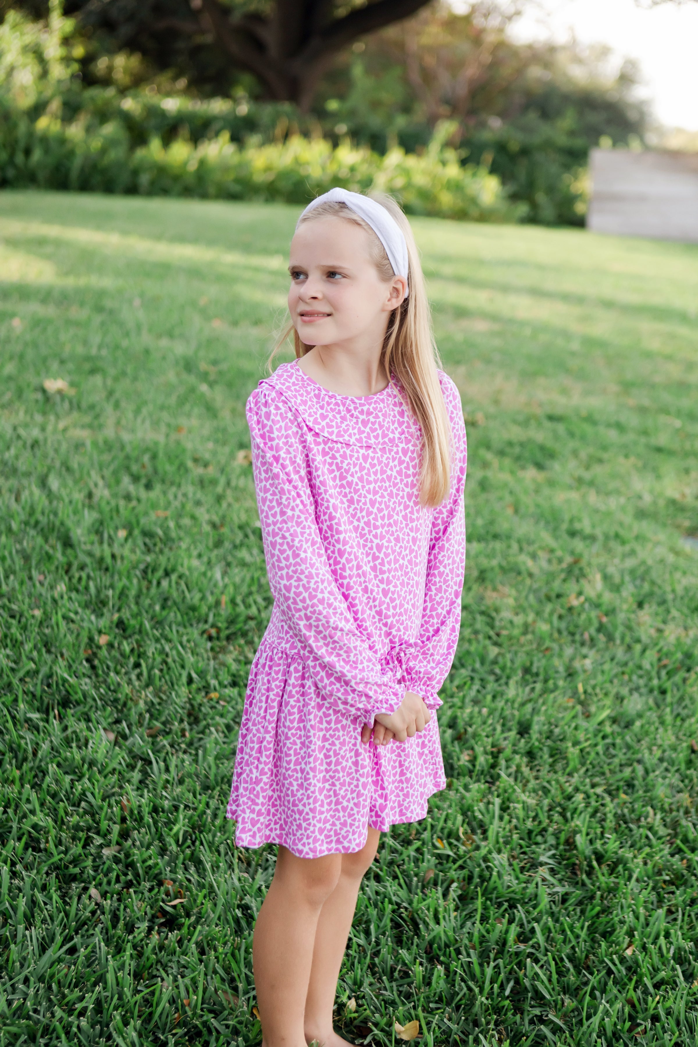 Ellery Girls' Pima Cotton Dress - I Heart You Pink
