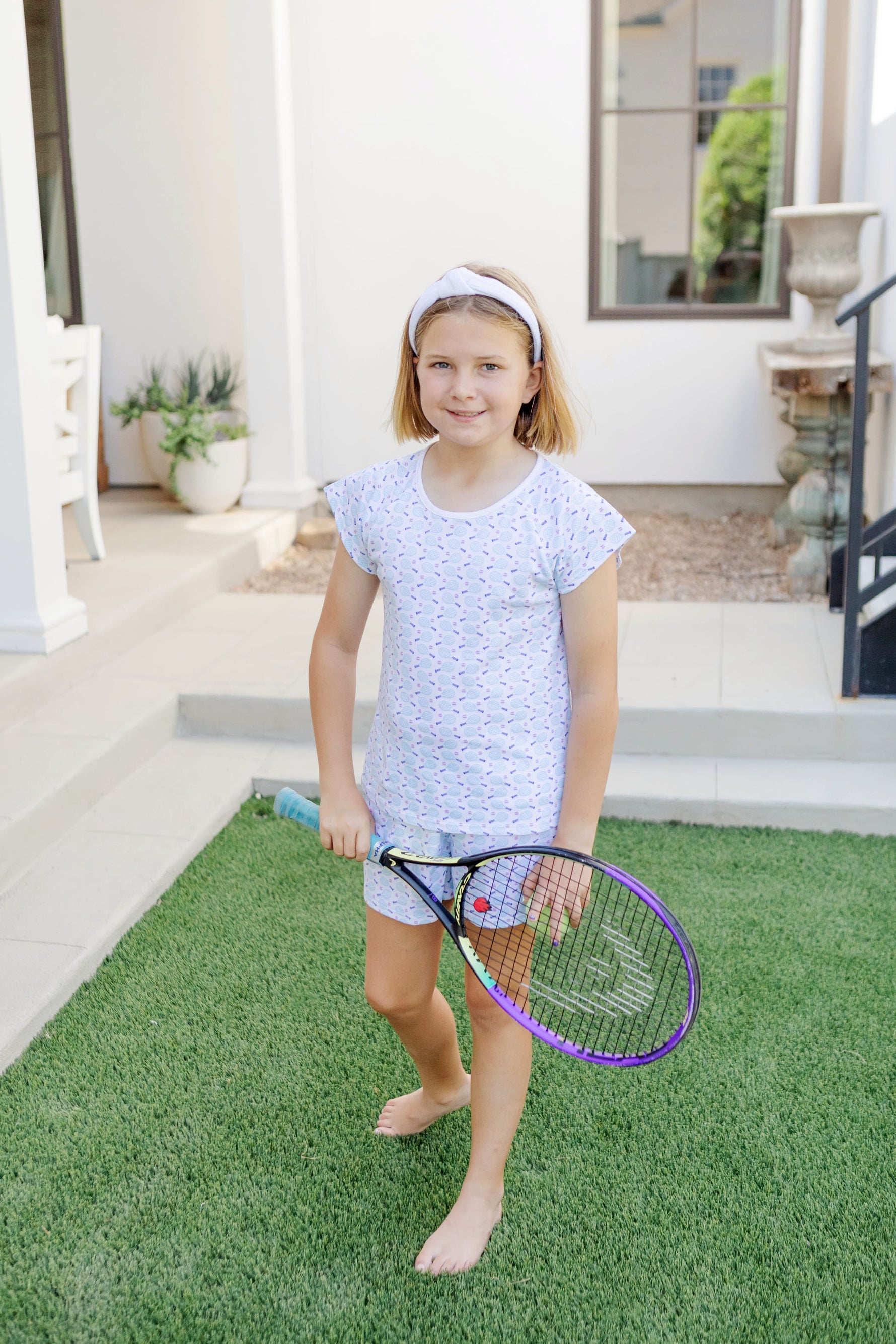 Emery Girls' Short Set - Tennis Match Pink stylish kids outfit collection
