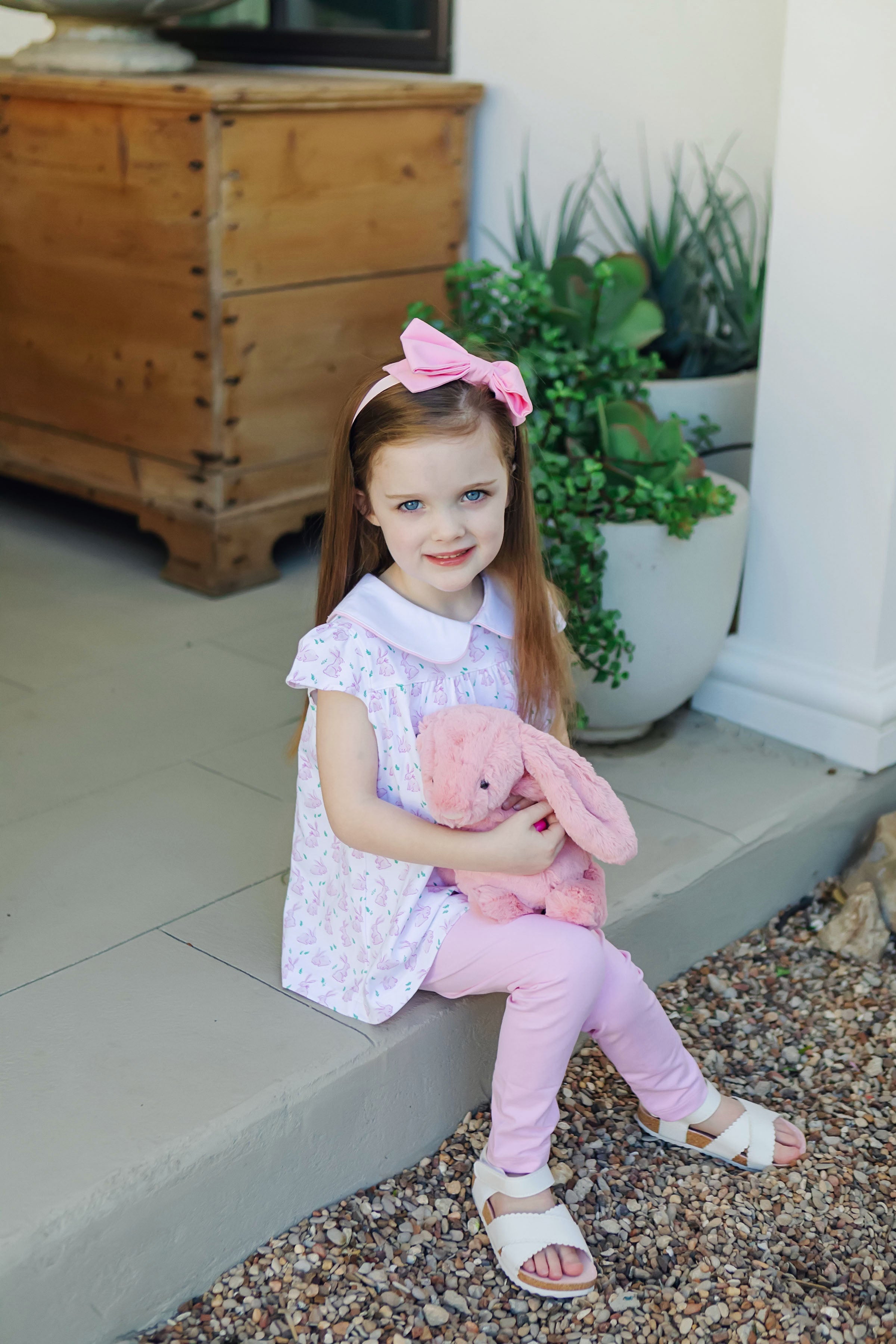 Minden Girls' Pima Cotton Legging Set - Bunny Hop Pink